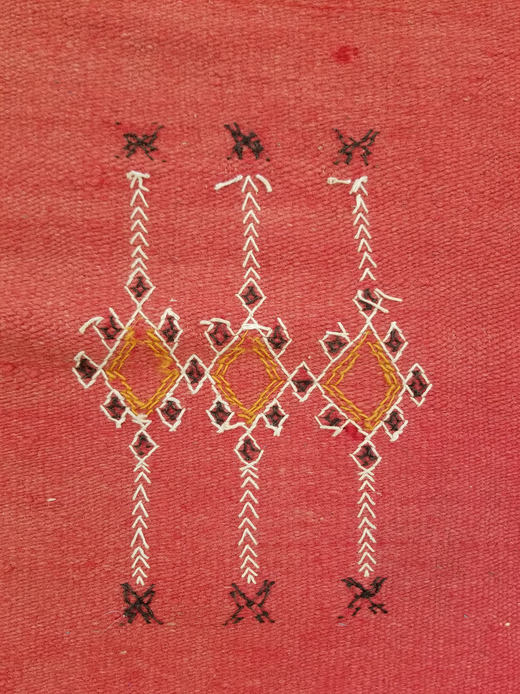 Vintage Traditional Handwoven Moroccan Wool Orange Kilim 132x94cm