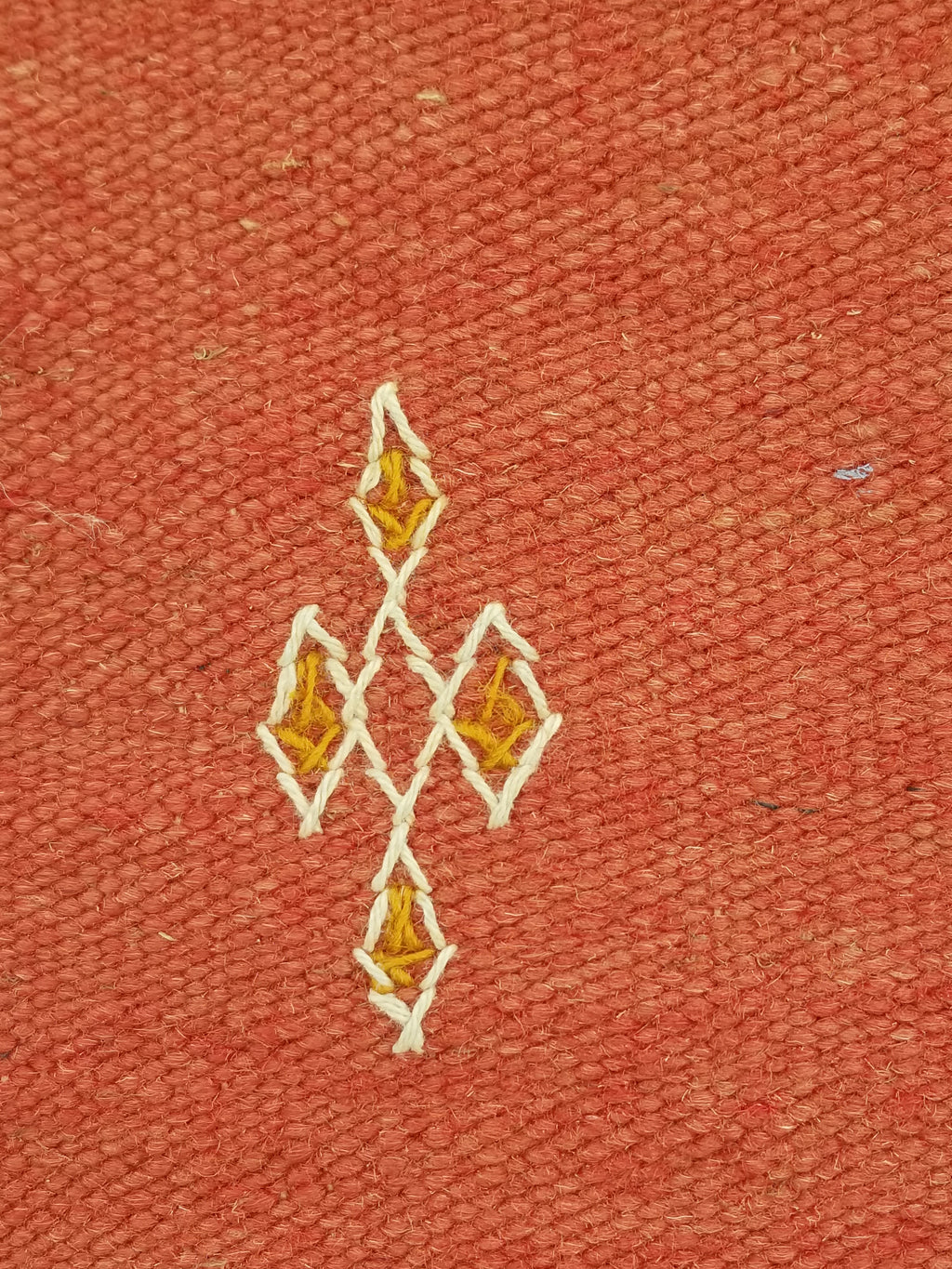 Vintage Traditional Handwoven Moroccan Wool Orange Kilim 132x94cm
