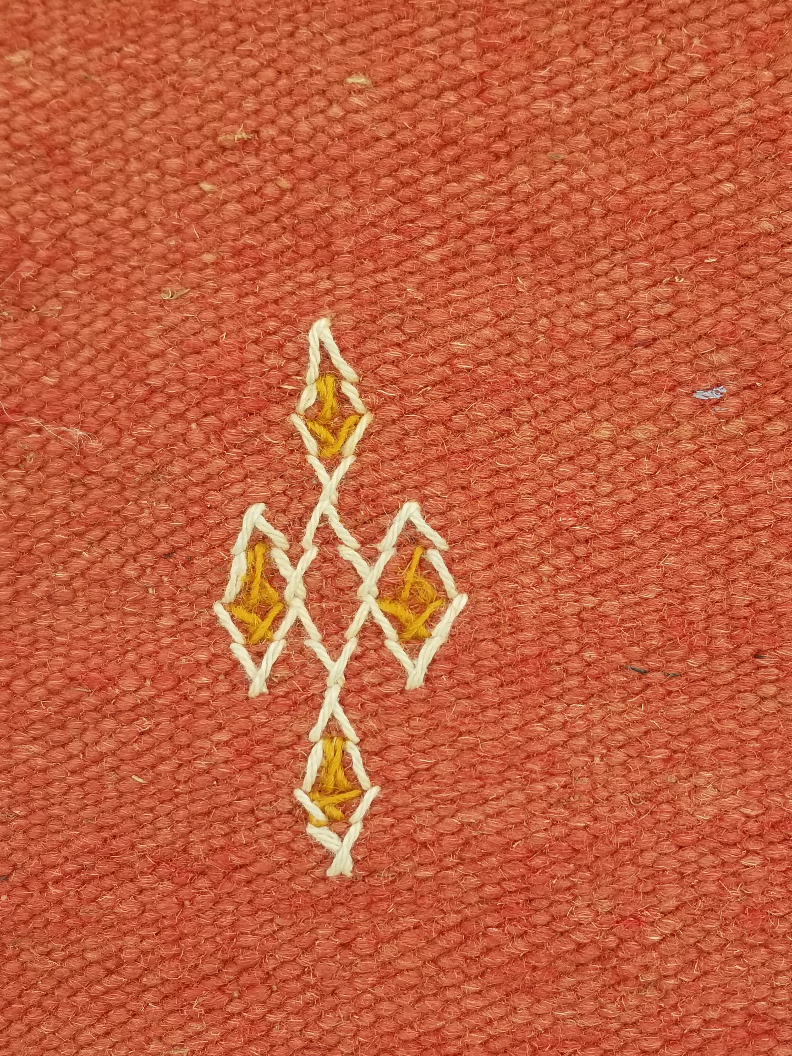 Vintage Traditional Handwoven Moroccan Wool Orange Kilim 132x94cm