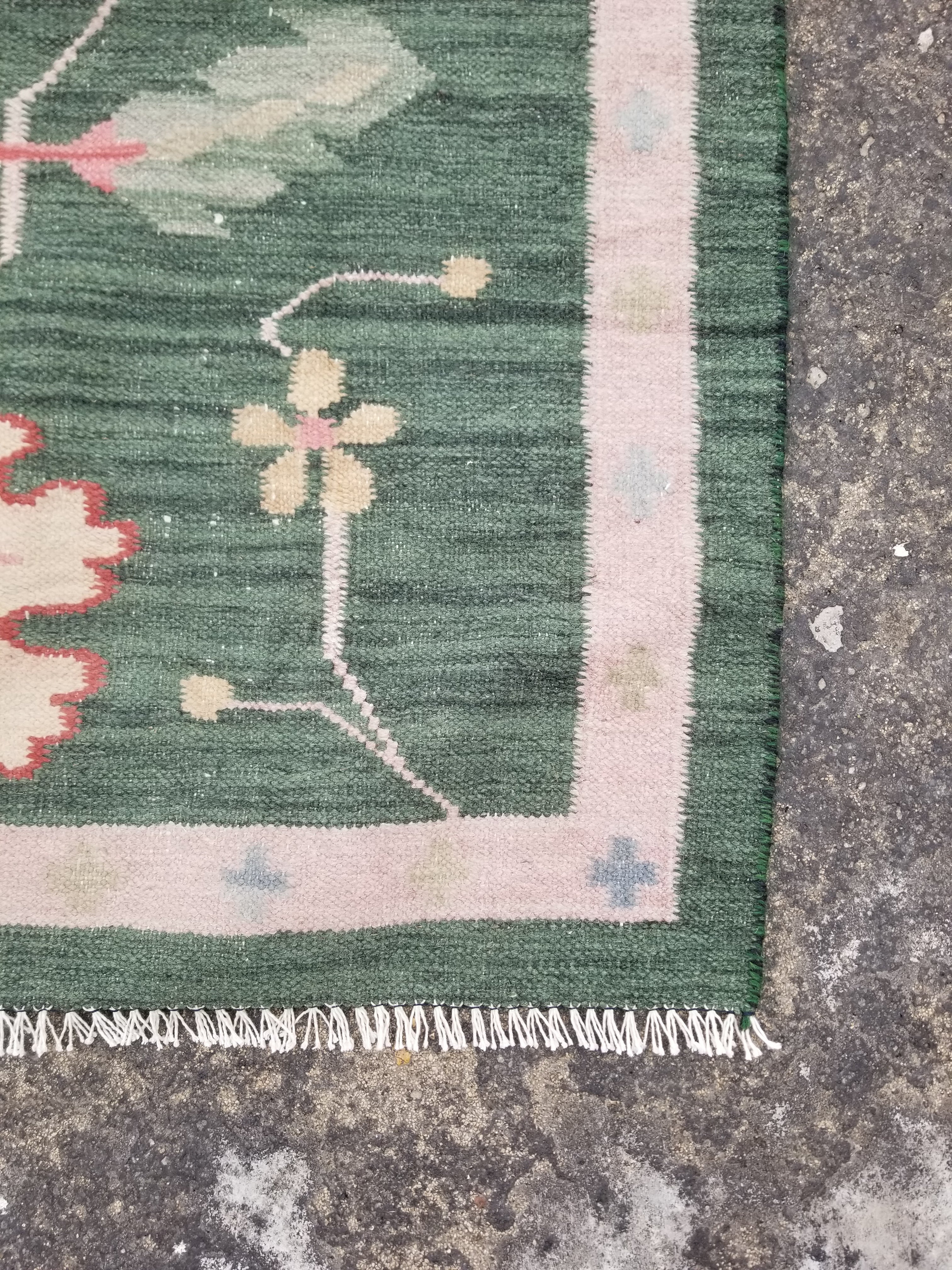 Vintage Handmade Swedish Rolakan Wool Multicolor Flatweave Kilim 254x170cm