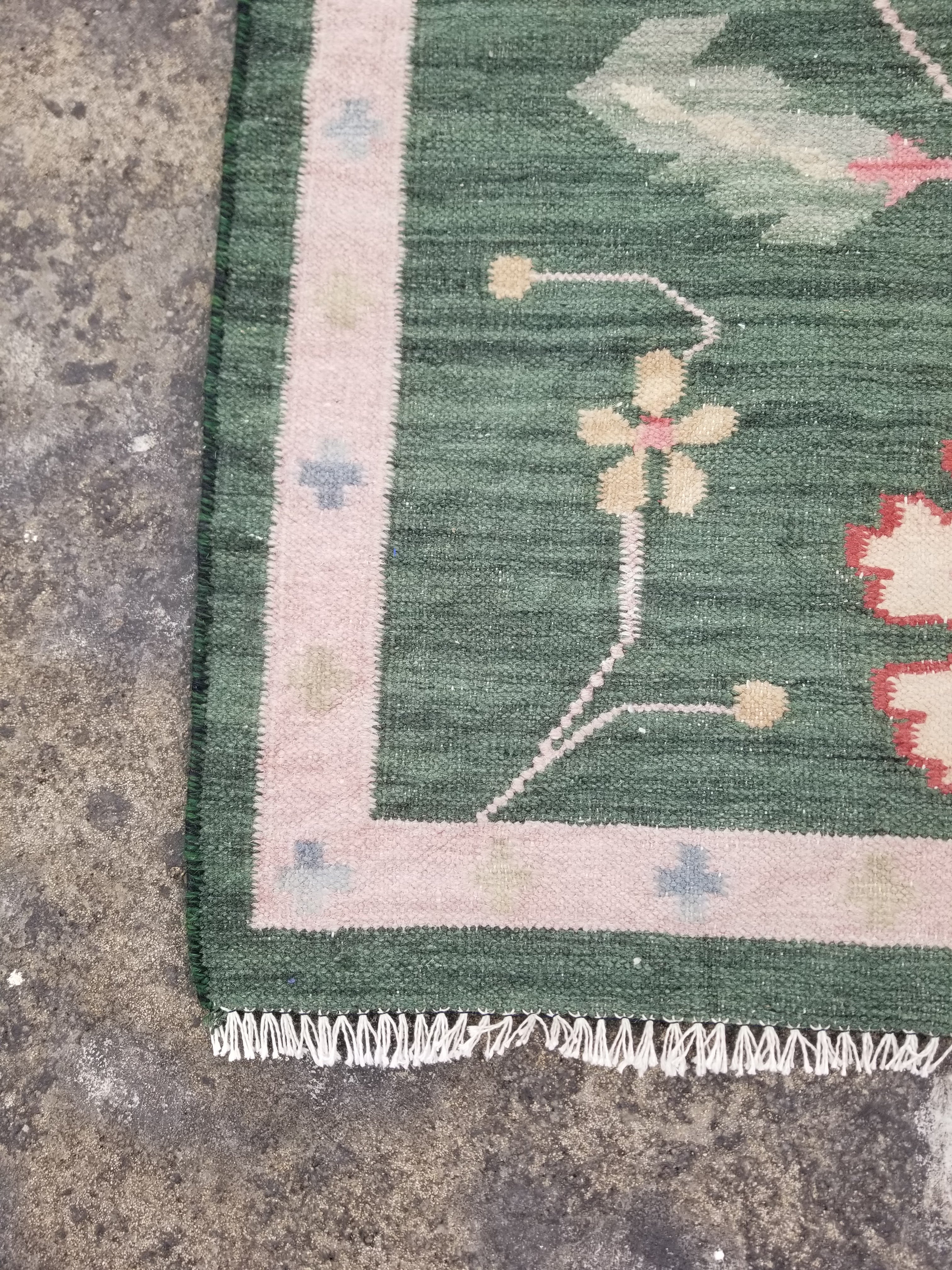 Vintage Handmade Swedish Rolakan Wool Multicolor Flatweave Kilim 254x170cm