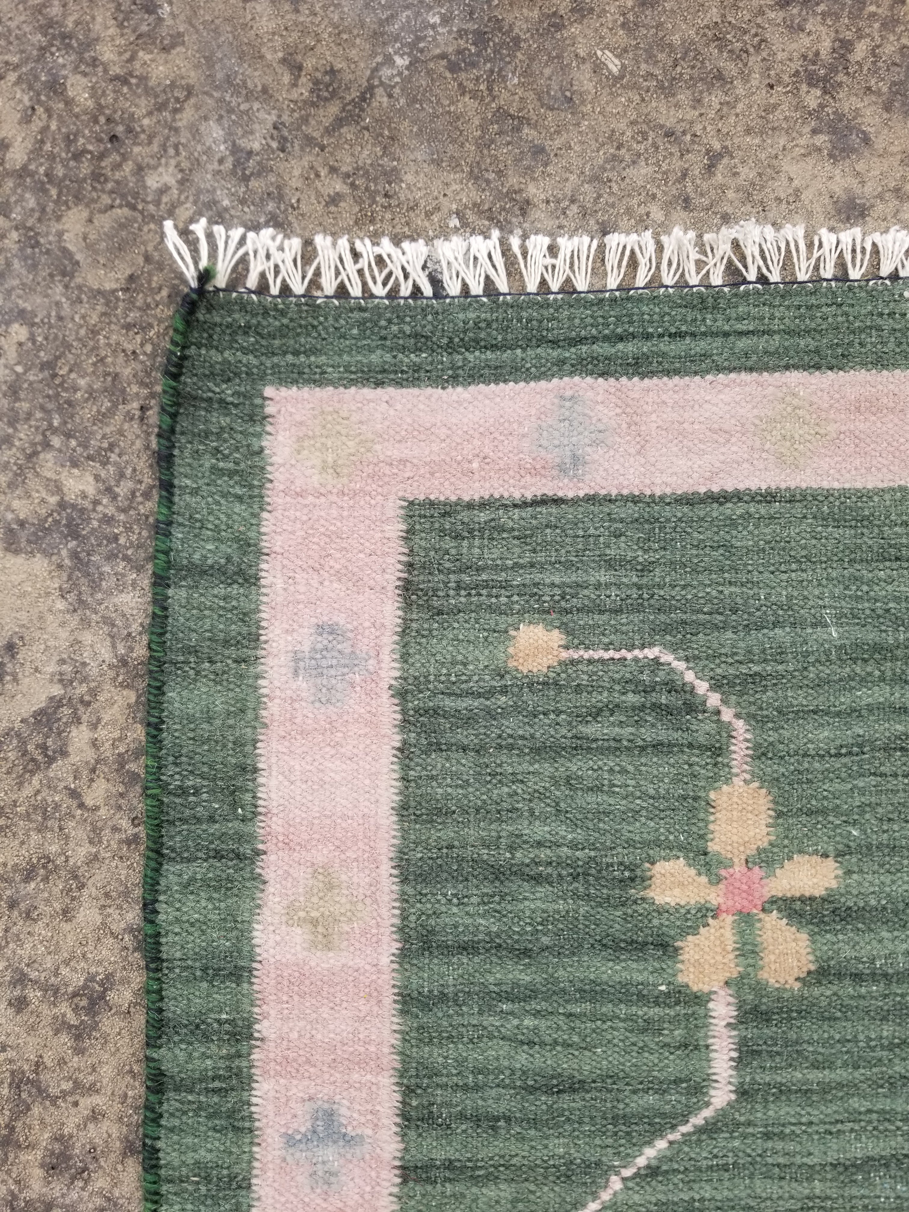 Vintage Handmade Swedish Rolakan Wool Multicolor Flatweave Kilim 254x170cm