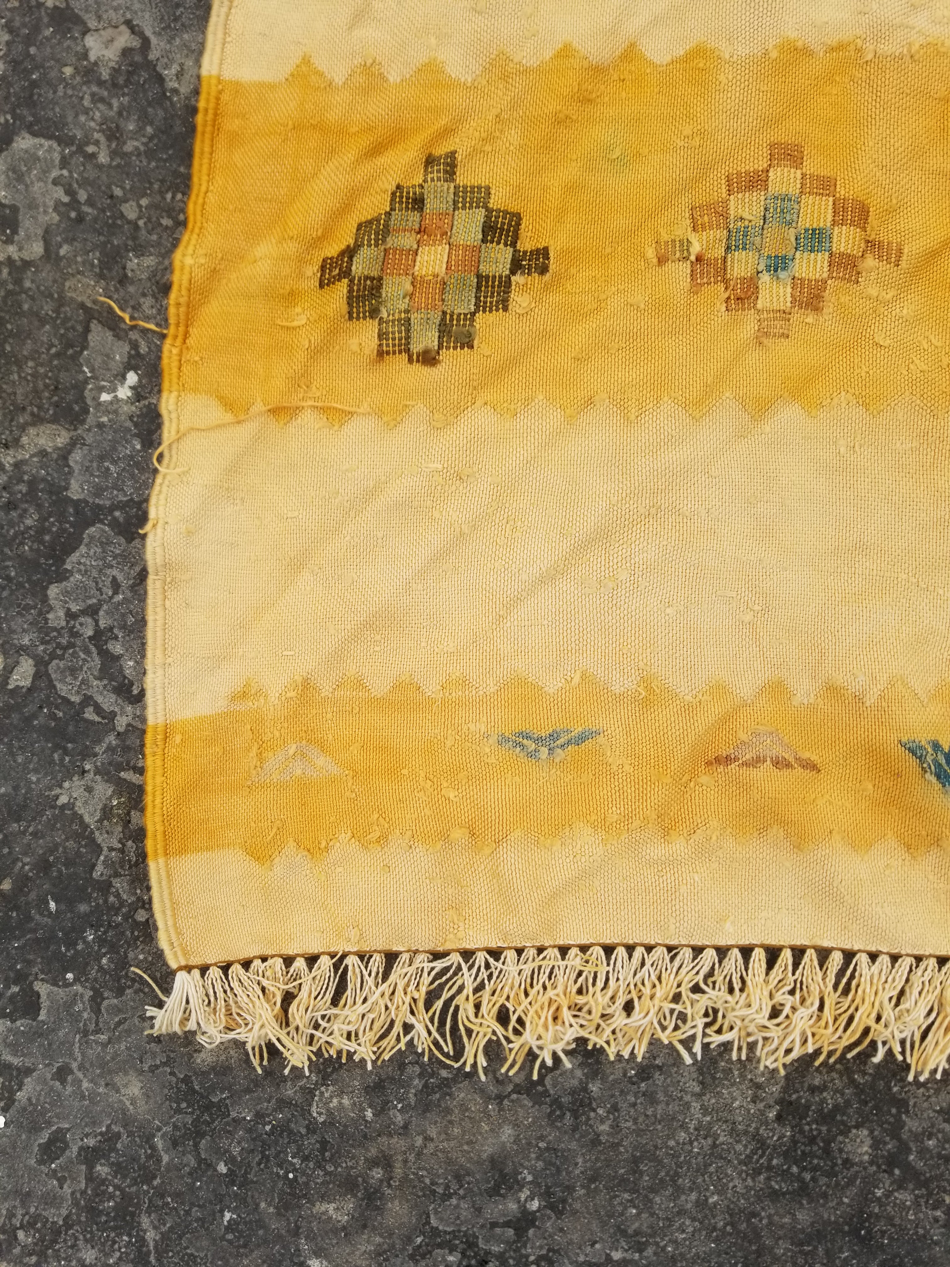 Vintage Traditional Handmade Moroccan Wool Multicolor Kilim 180x101cm