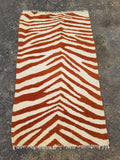 Vintage Traditional Handmade Zebra Style Wool Brown & White Kilim 154x34cm