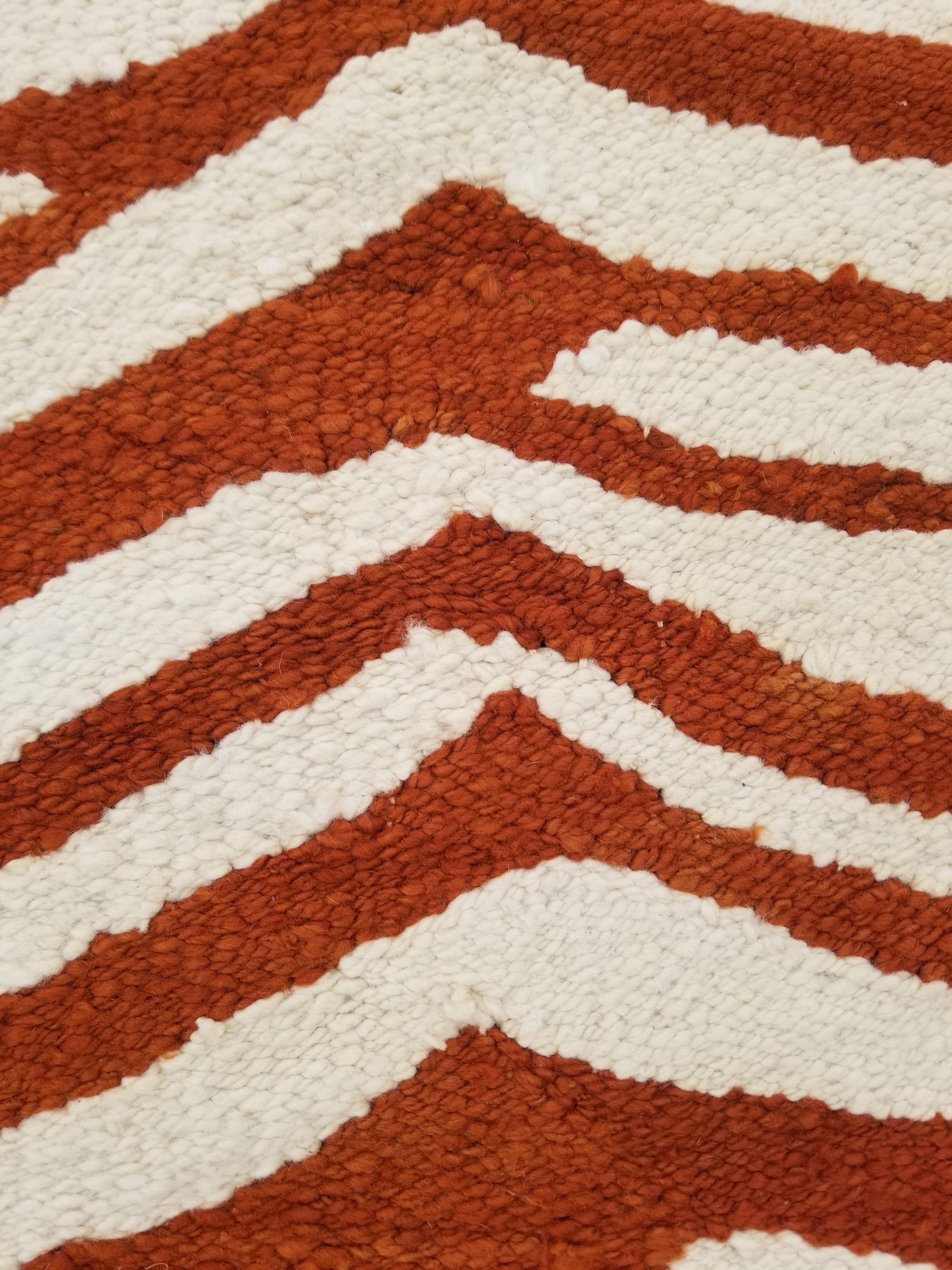 Vintage Traditional Handmade Zebra Style Wool Brown & White Kilim 154x34cm