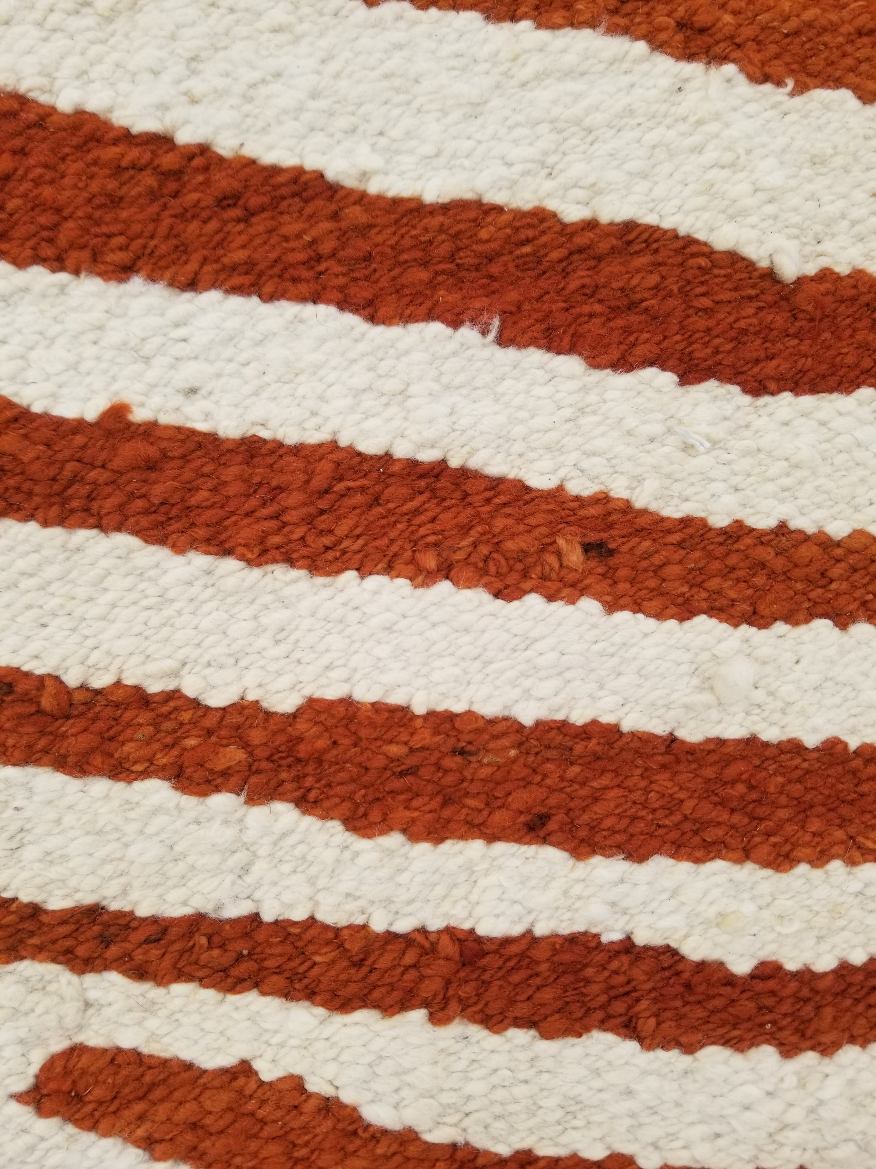Vintage Traditional Handmade Zebra Style Wool Brown & White Kilim 154x34cm