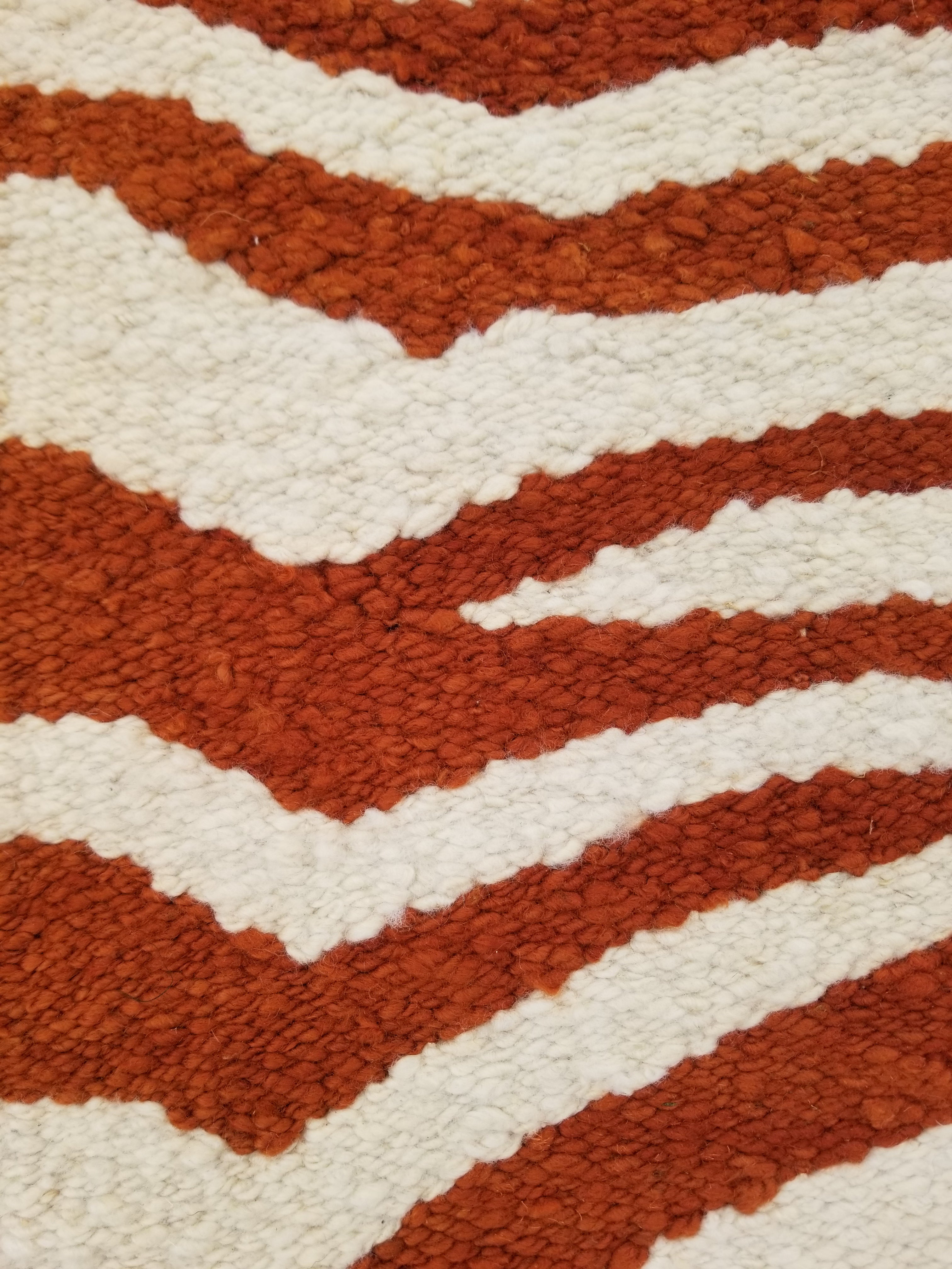 Vintage Traditional Handmade Zebra Style Wool Brown & White Kilim 154x34cm