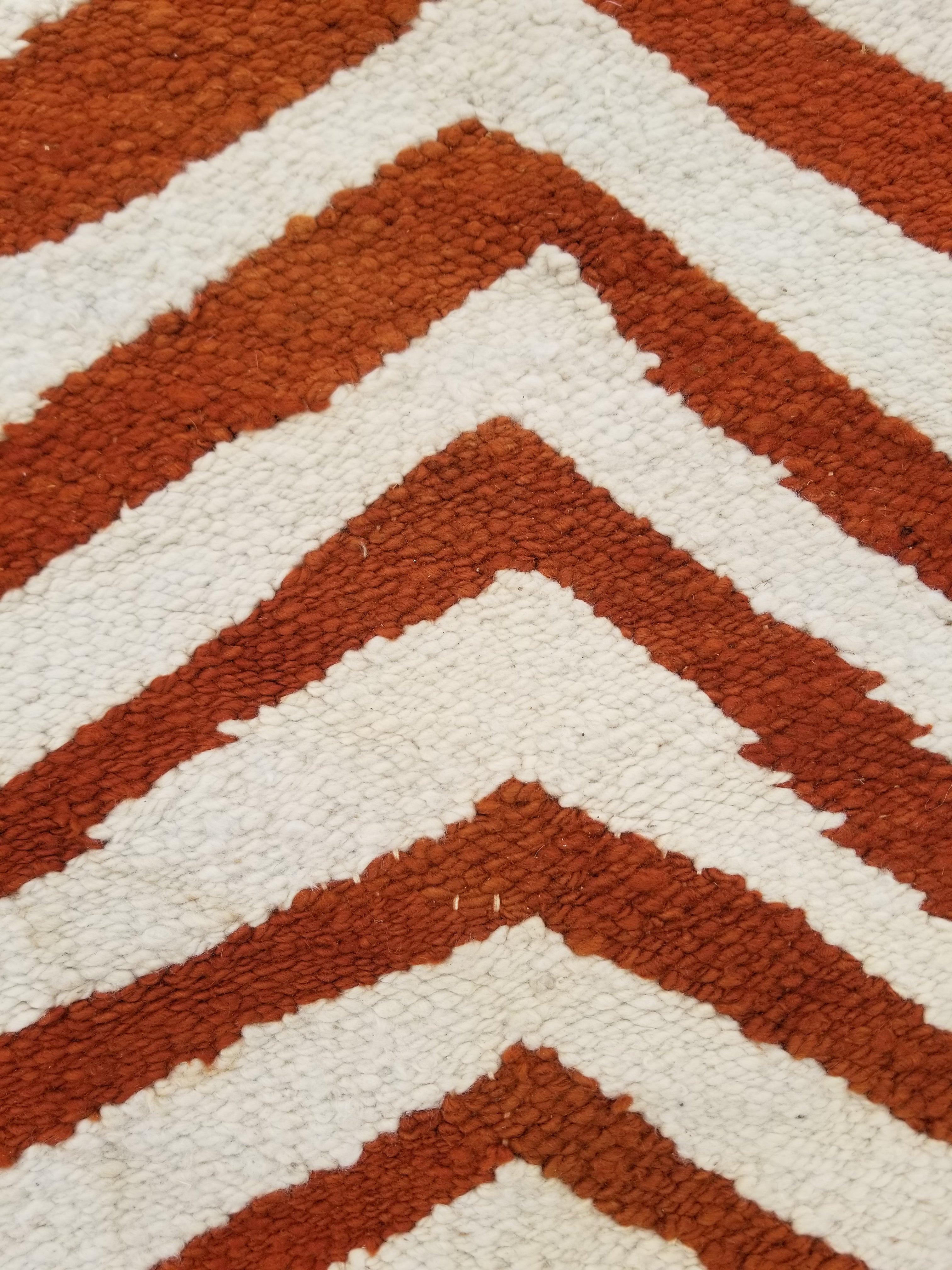 Vintage Traditional Handmade Zebra Style Wool Brown & White Kilim 154x34cm