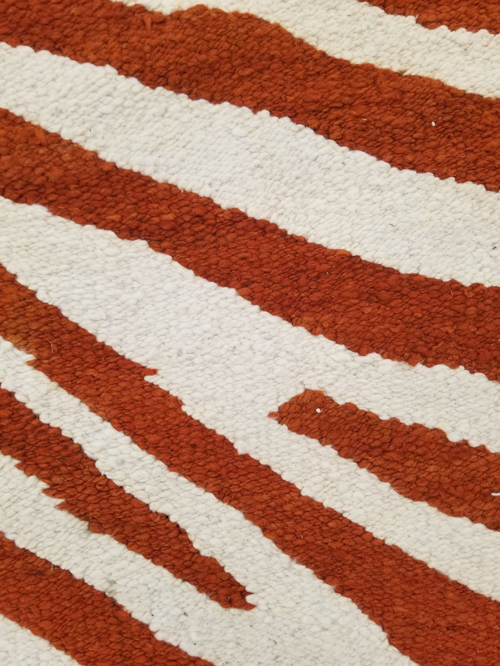 Vintage Traditional Handmade Zebra Style Wool Brown & White Kilim 154x34cm