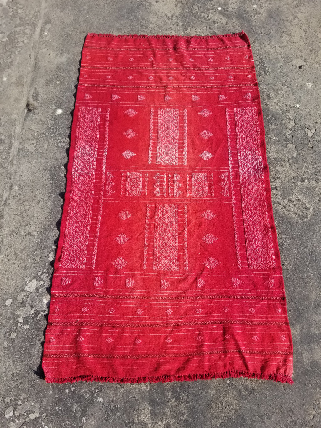 Vintage Traditional Handmade Tunisian Wool Red Kilim 165x93cm