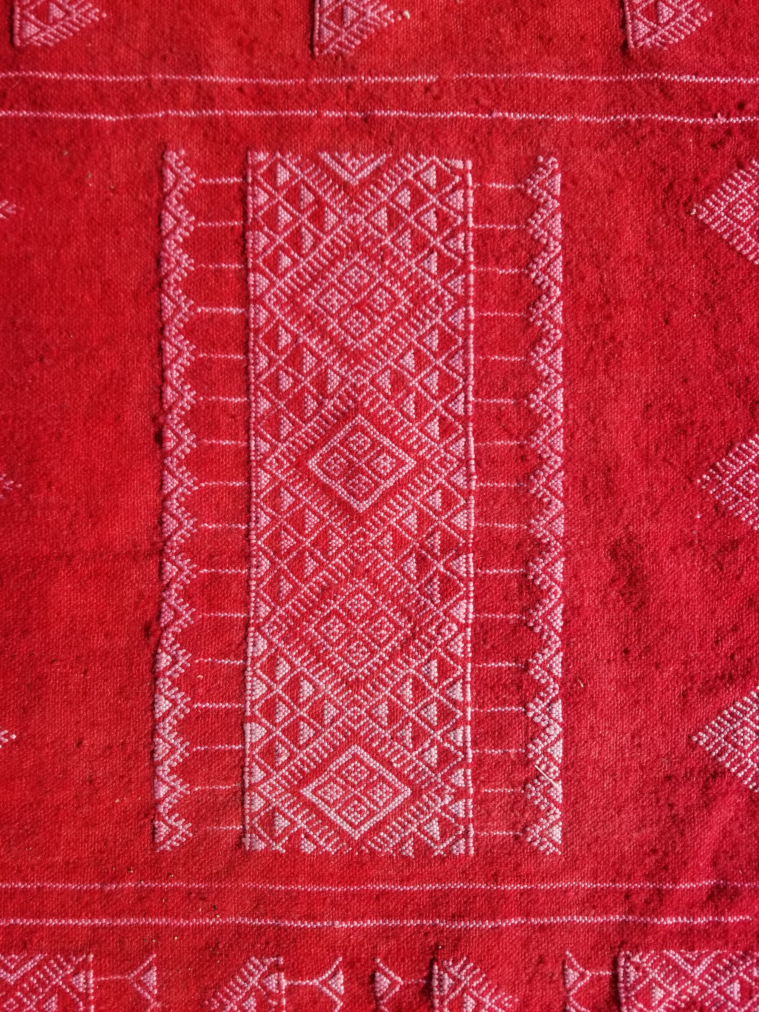 Vintage Traditional Handmade Tunisian Wool Red Kilim 165x93cm