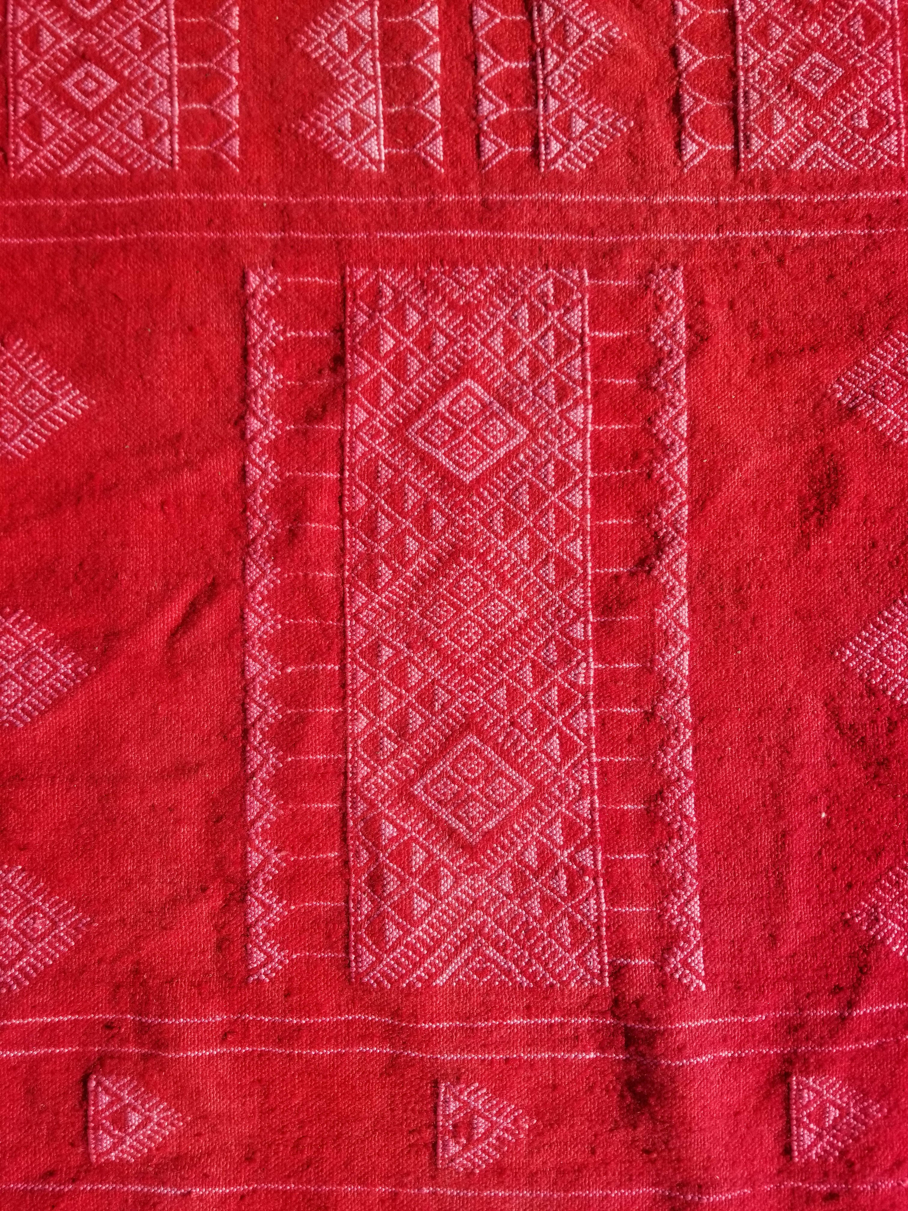 Vintage Traditional Handmade Tunisian Wool Red Kilim 165x93cm