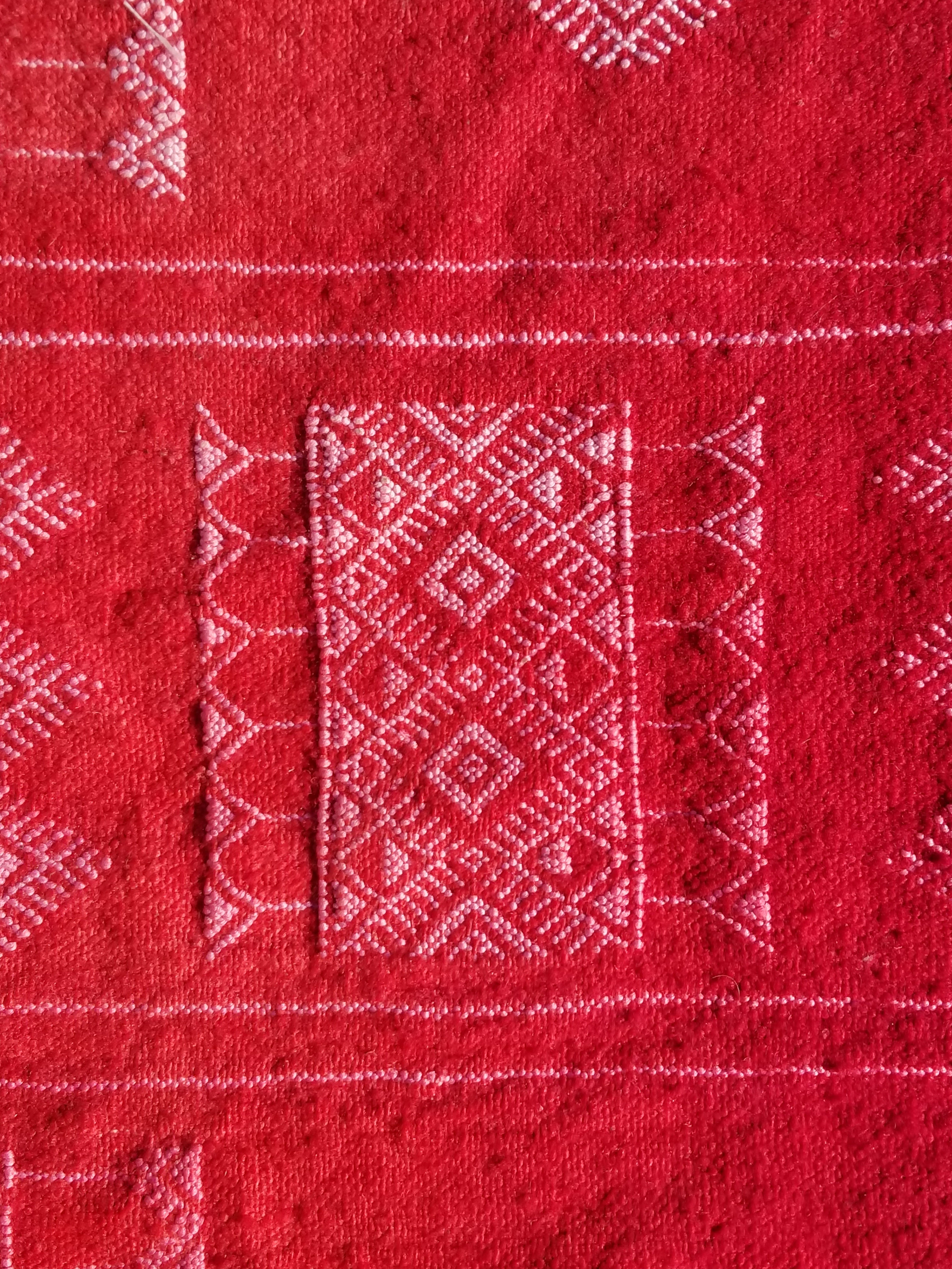 Vintage Traditional Handmade Tunisian Wool Red Kilim 165x93cm