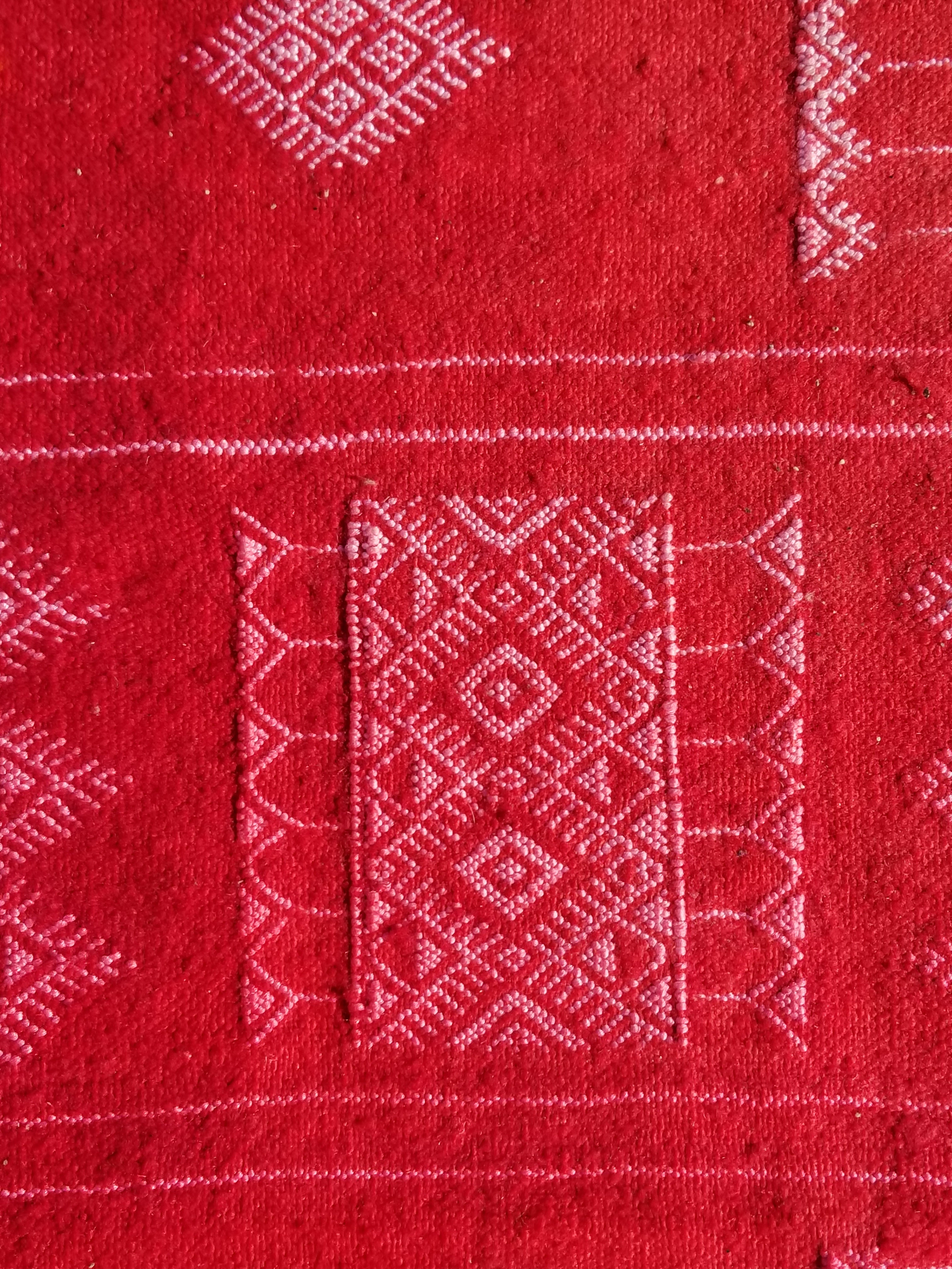 Vintage Traditional Handmade Tunisian Wool Red Kilim 165x93cm