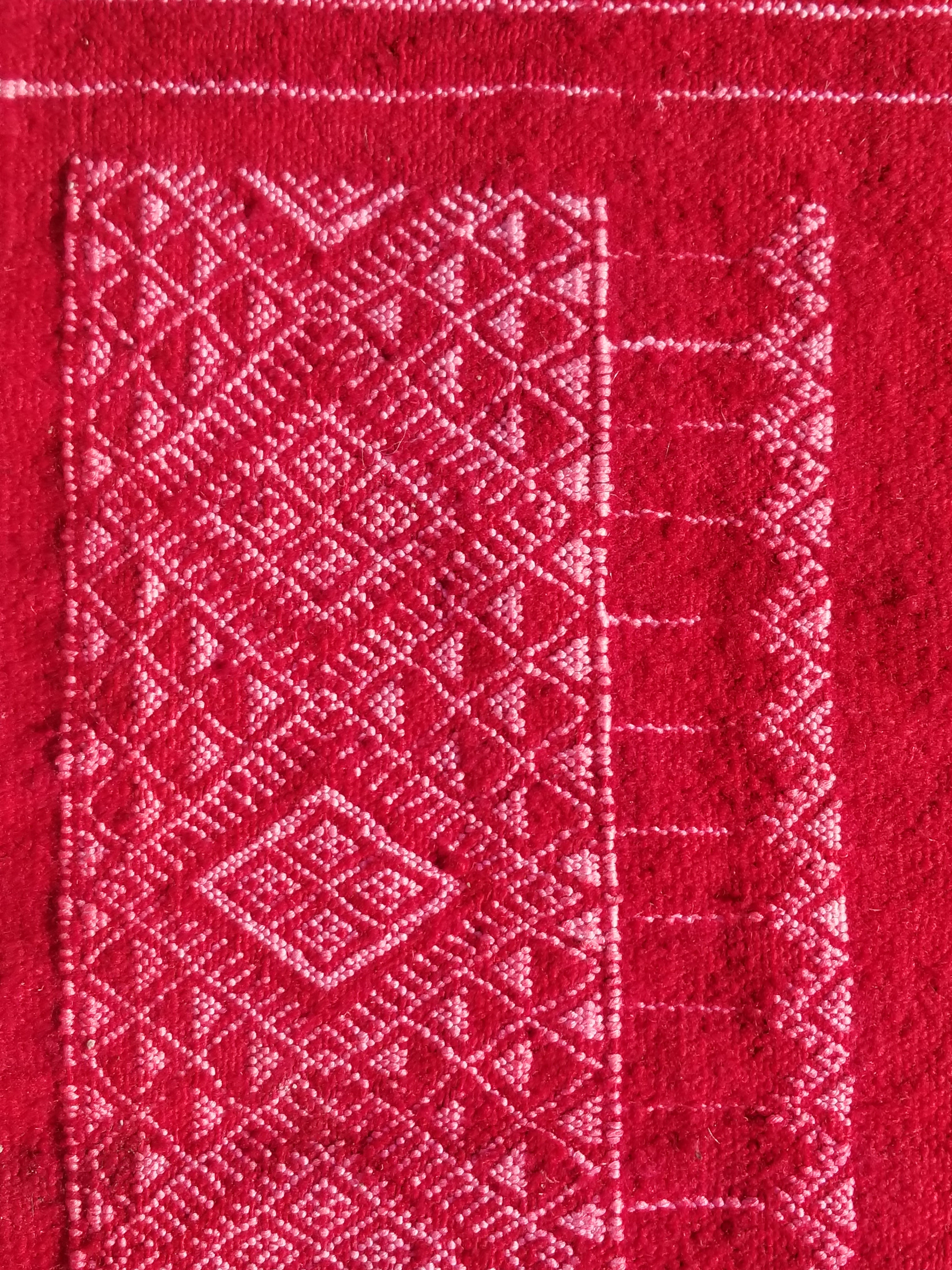 Vintage Traditional Handmade Tunisian Wool Red Kilim 165x93cm