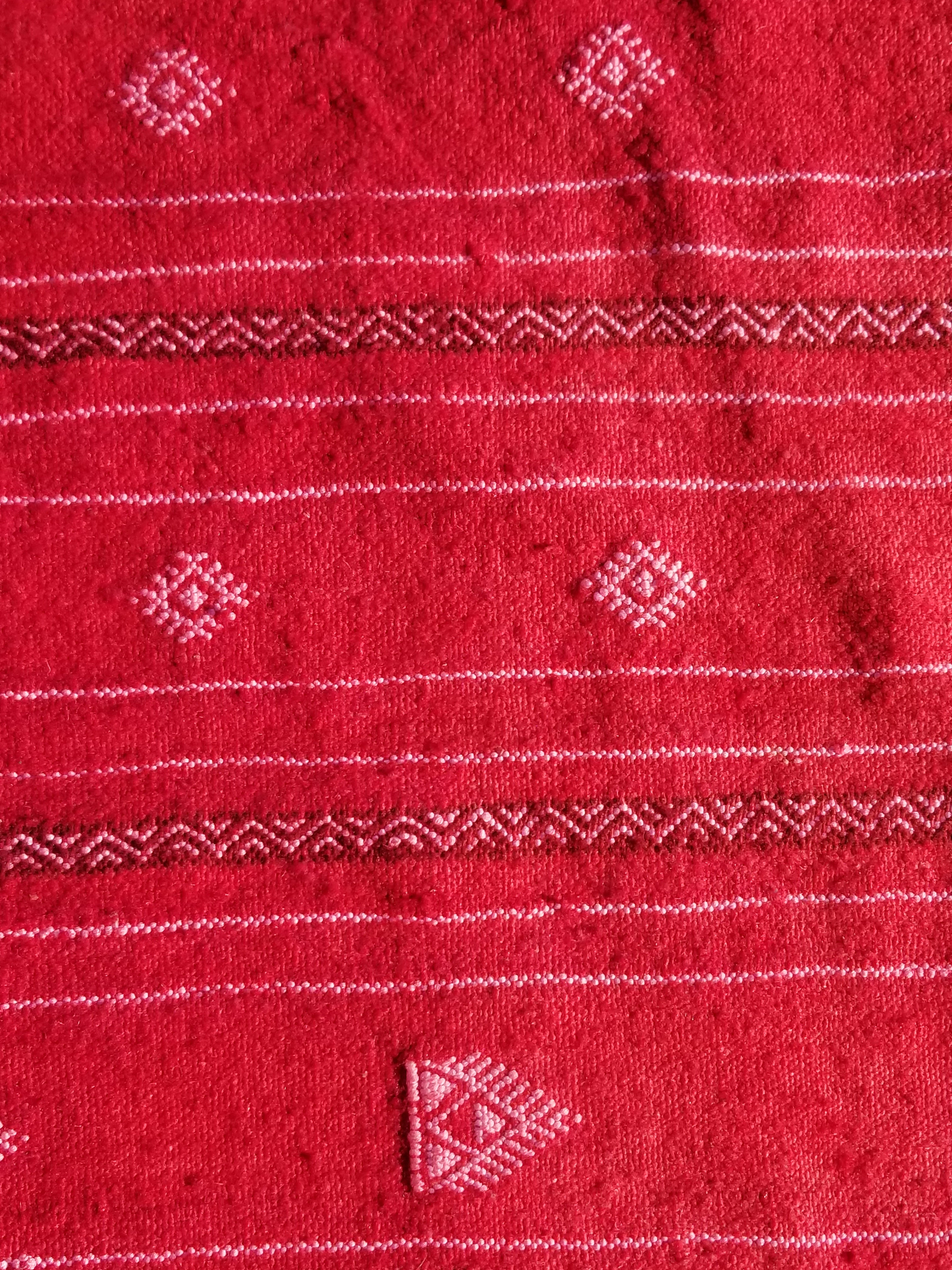 Vintage Traditional Handmade Tunisian Wool Red Kilim 165x93cm