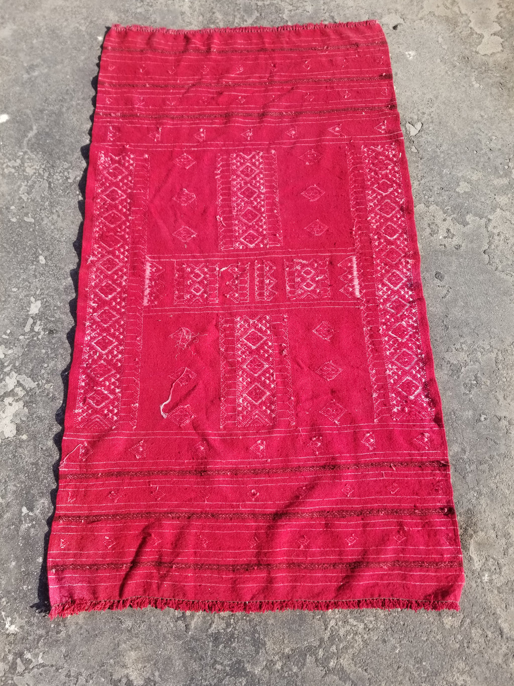 Vintage Traditional Handmade Tunisian Wool Red Kilim 165x93cm