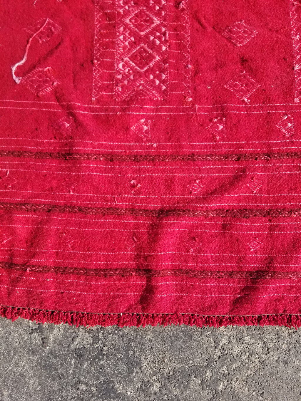 Vintage Traditional Handmade Tunisian Wool Red Kilim 165x93cm