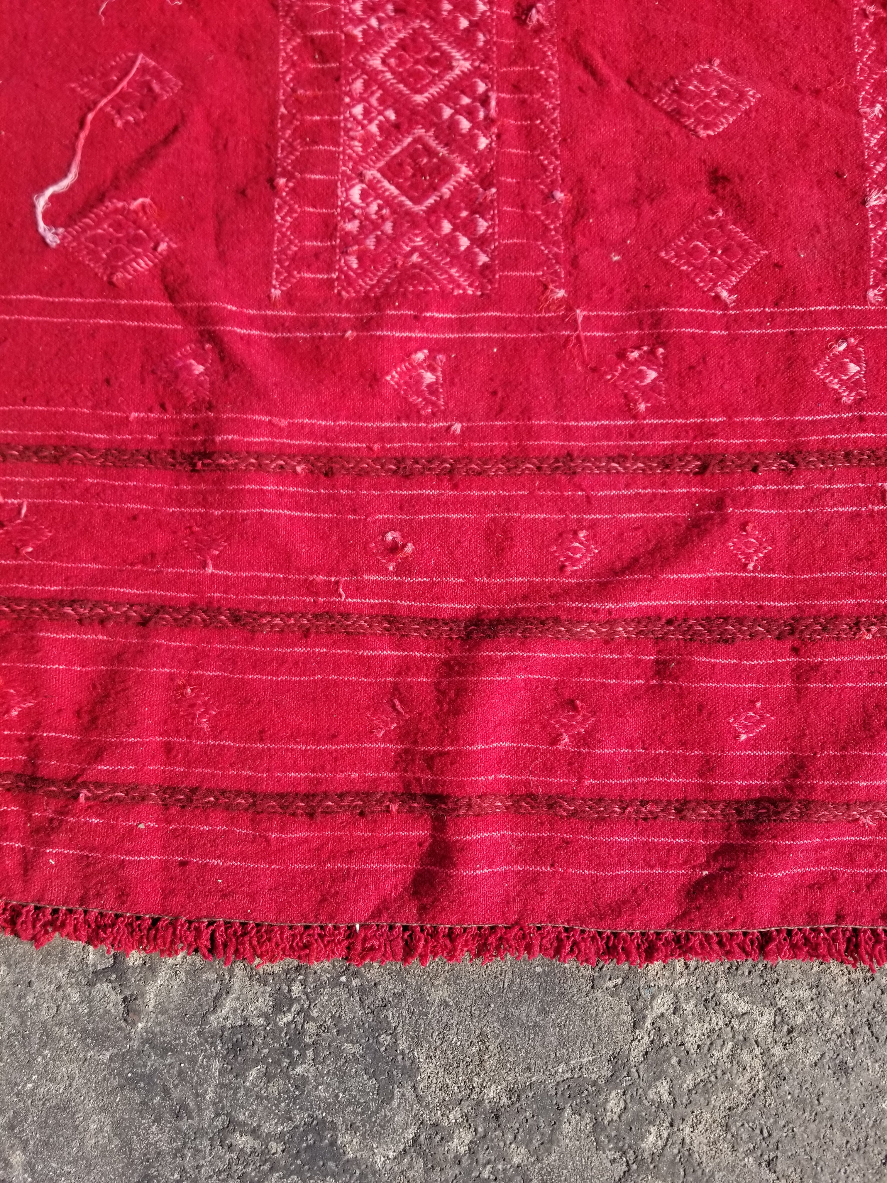 Vintage Traditional Handmade Tunisian Wool Red Kilim 165x93cm