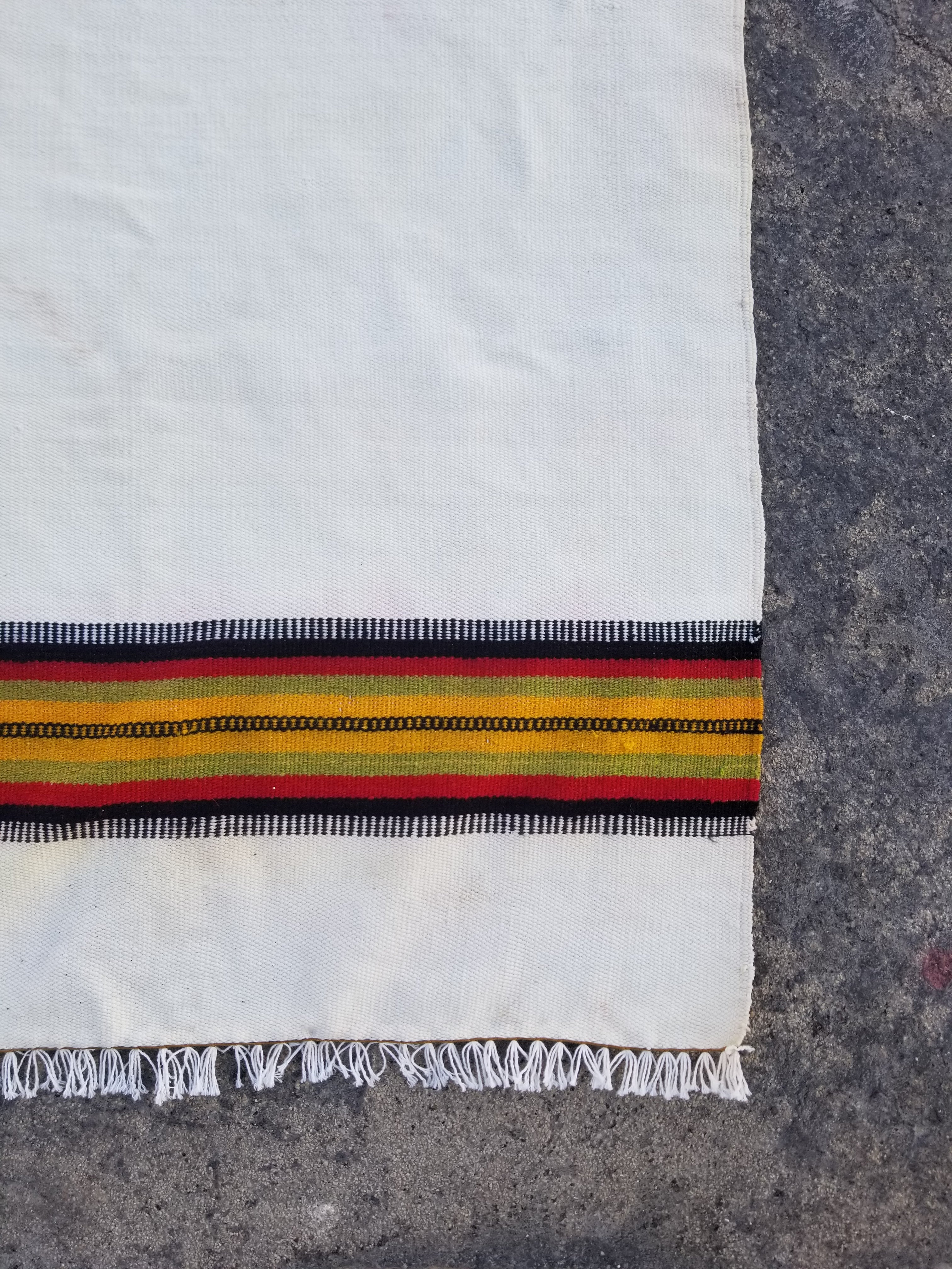 Vintage Traditional Handmade Mexican Aztec Wool Multicolor Kilim 160x88cm