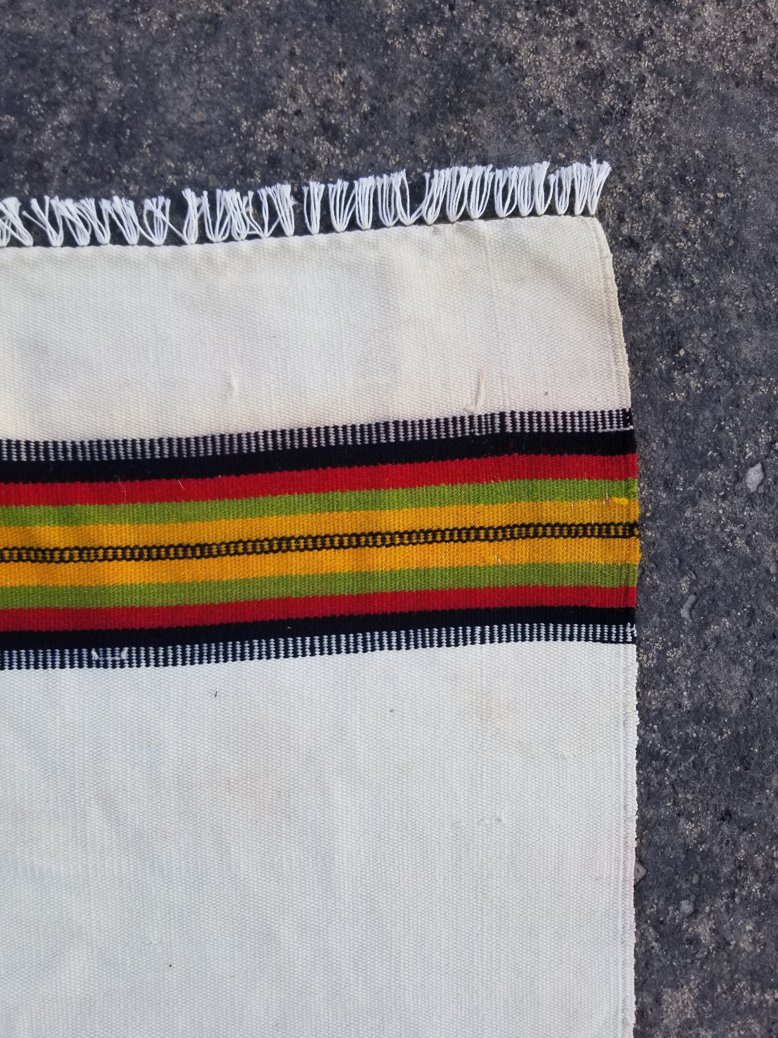 Vintage Traditional Handmade Mexican Aztec Wool Multicolor Kilim 160x88cm