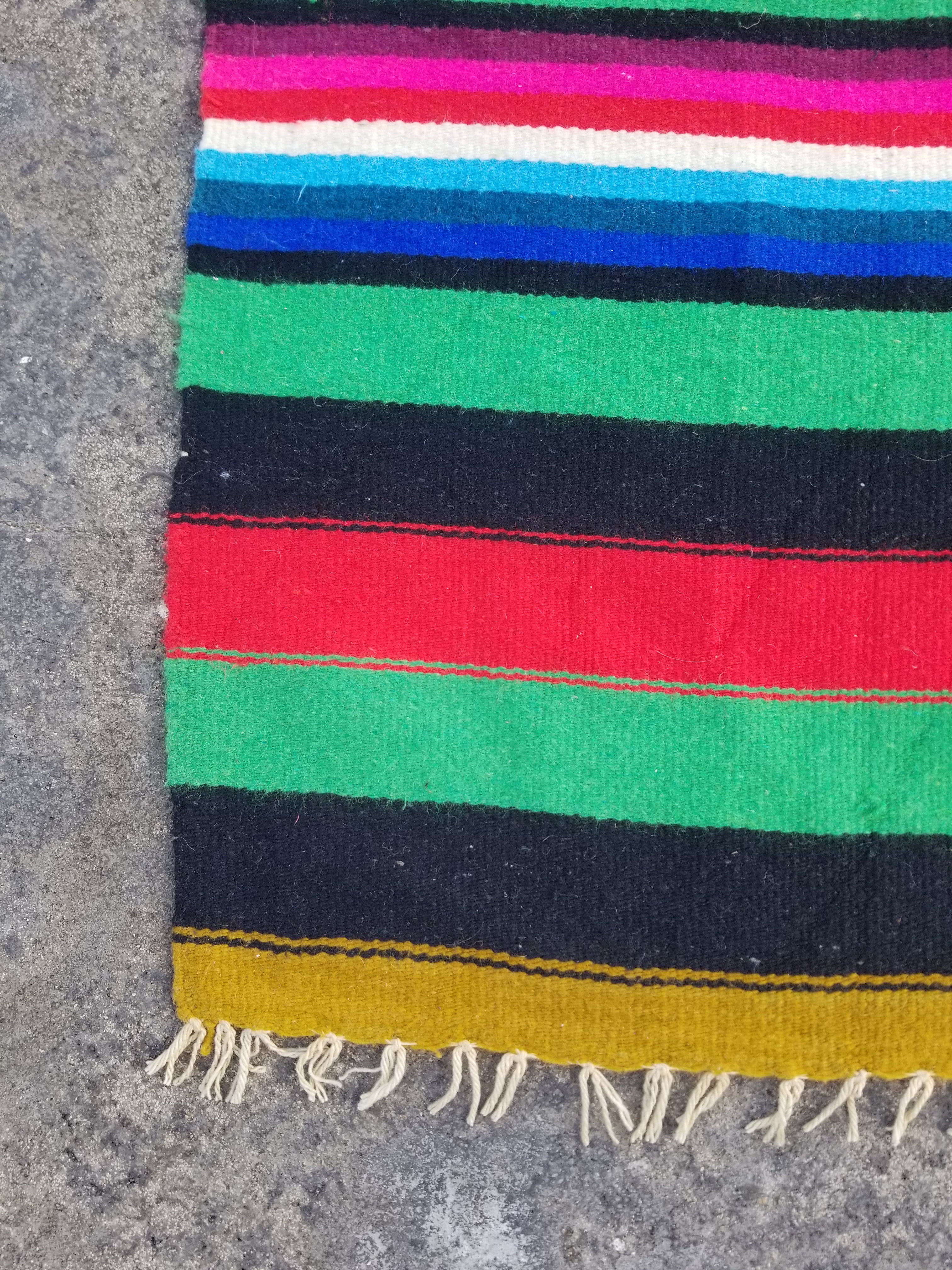Vintage Handmade Mexican Eagle & Serpent Wool Multicolor Kilim 220x127cm