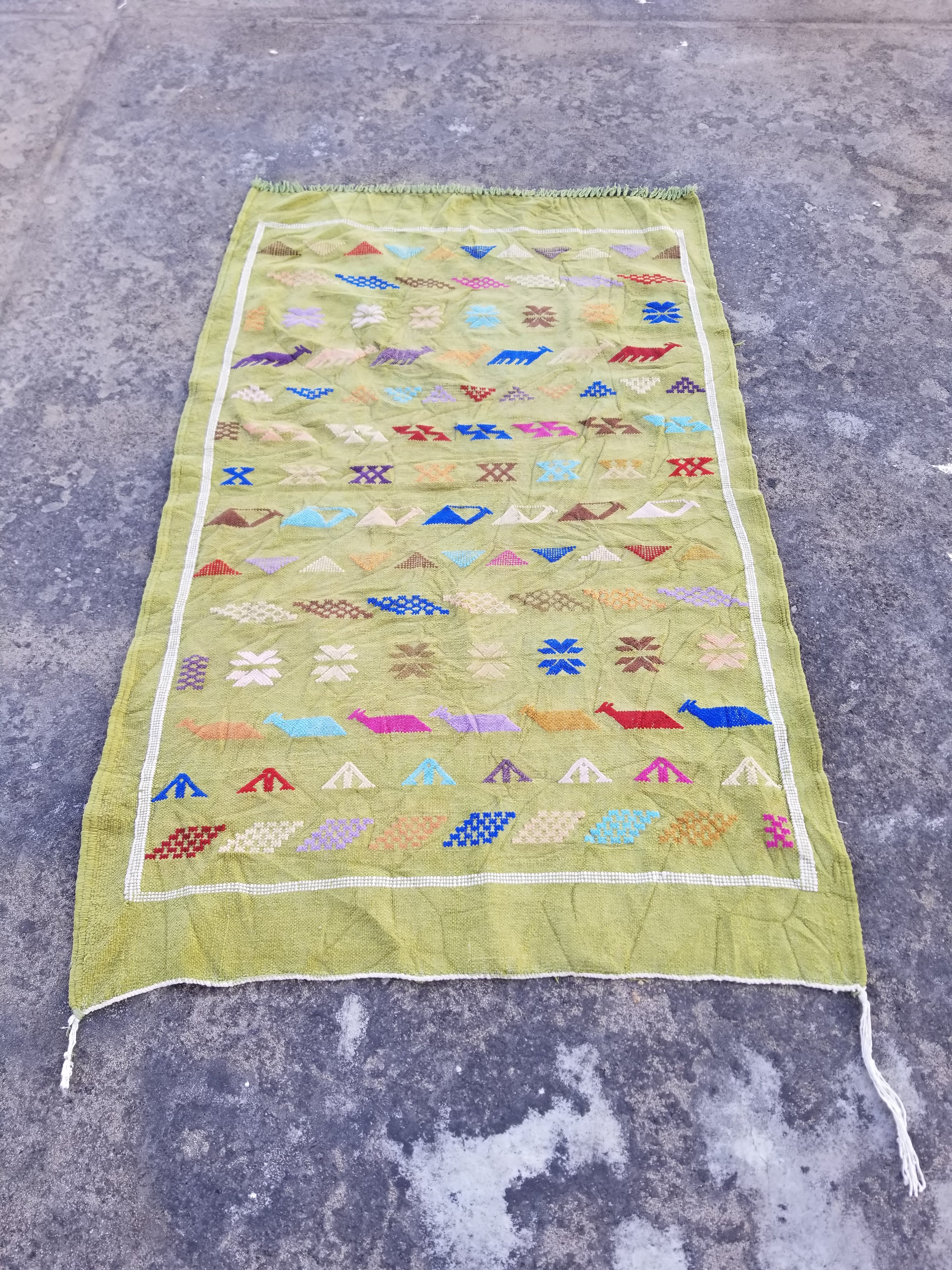 Vintage Traditional Handmade Moroccan Berber Wool Multicolor Kilim 149x91cm
