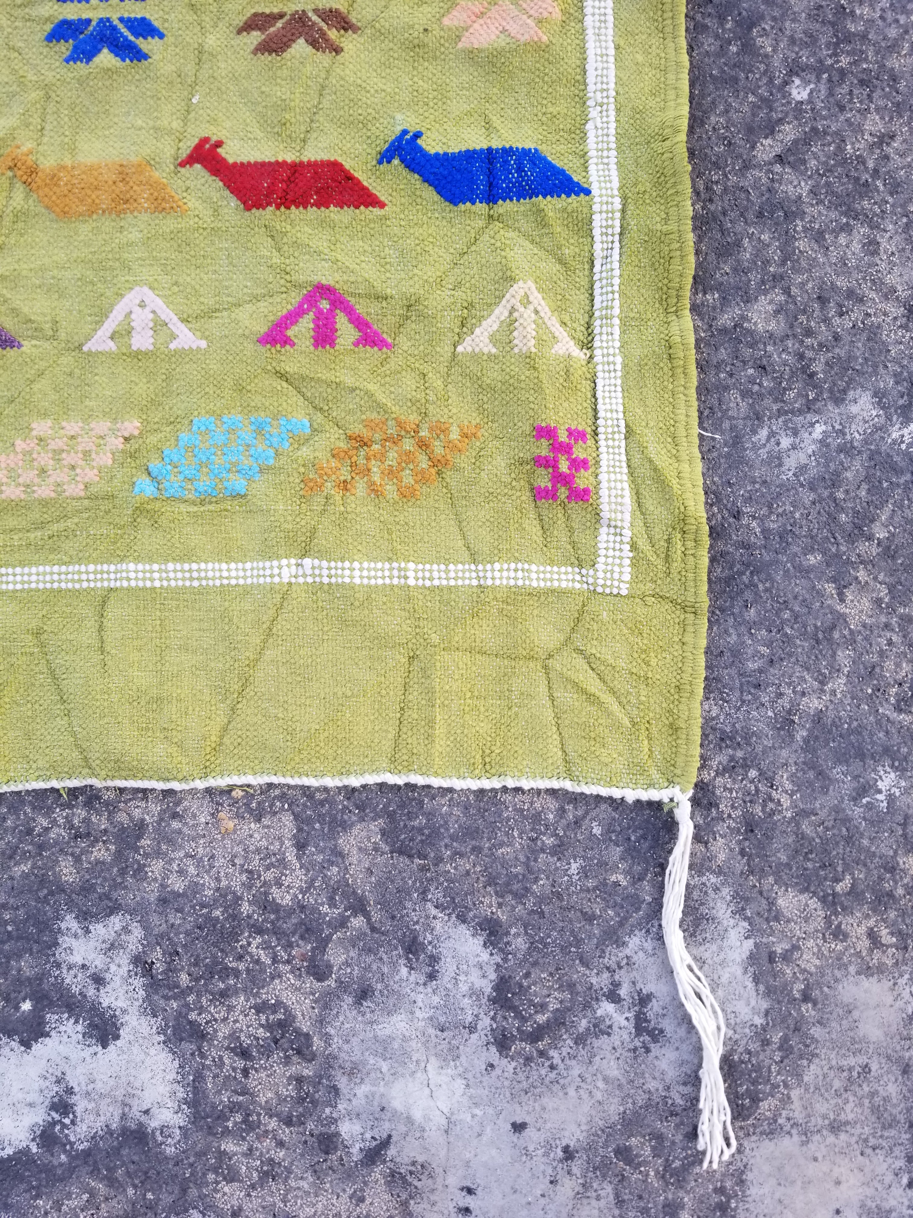 Vintage Traditional Handmade Moroccan Berber Wool Multicolor Kilim 149x91cm