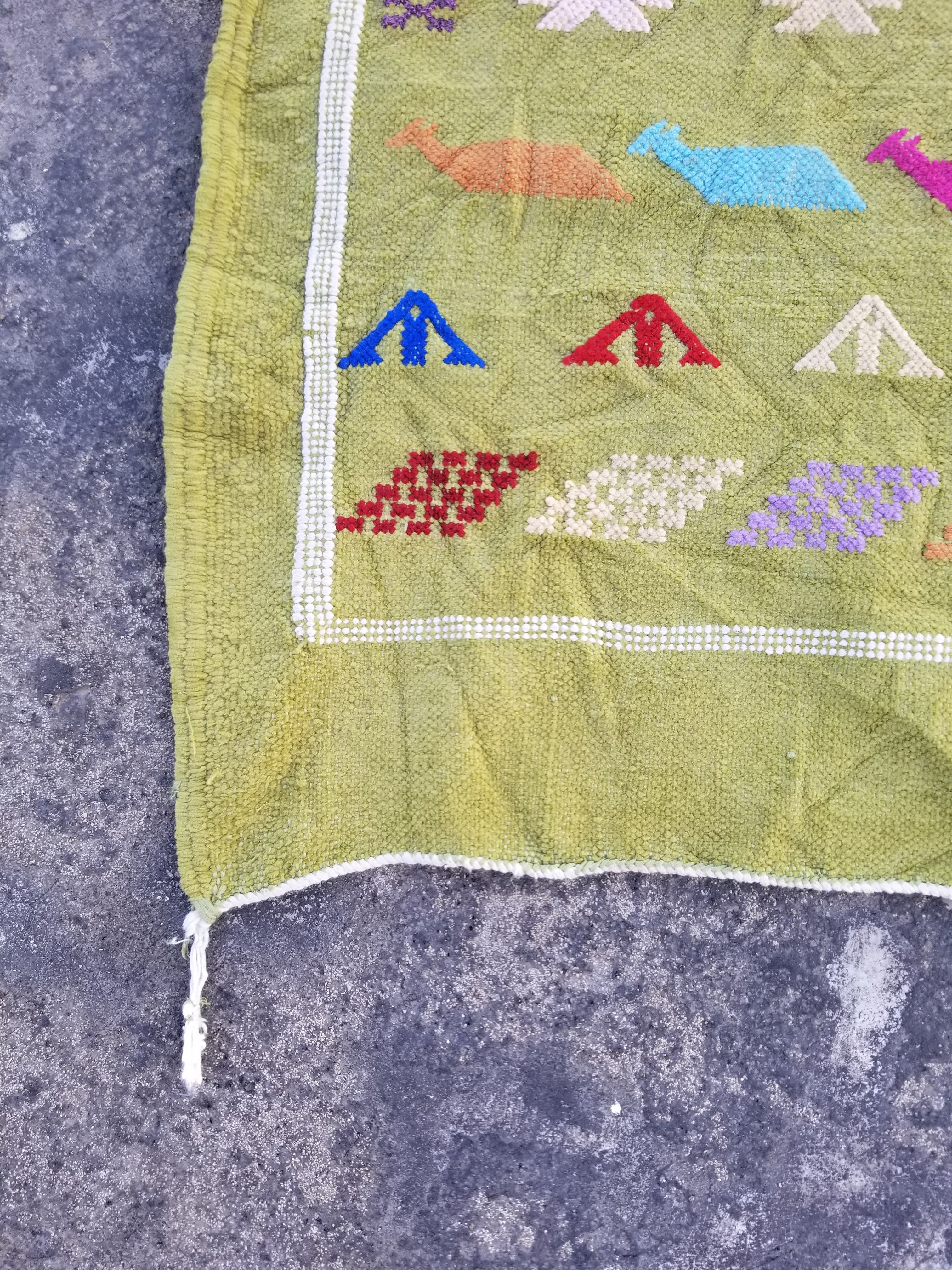 Vintage Traditional Handmade Moroccan Berber Wool Multicolor Kilim 149x91cm