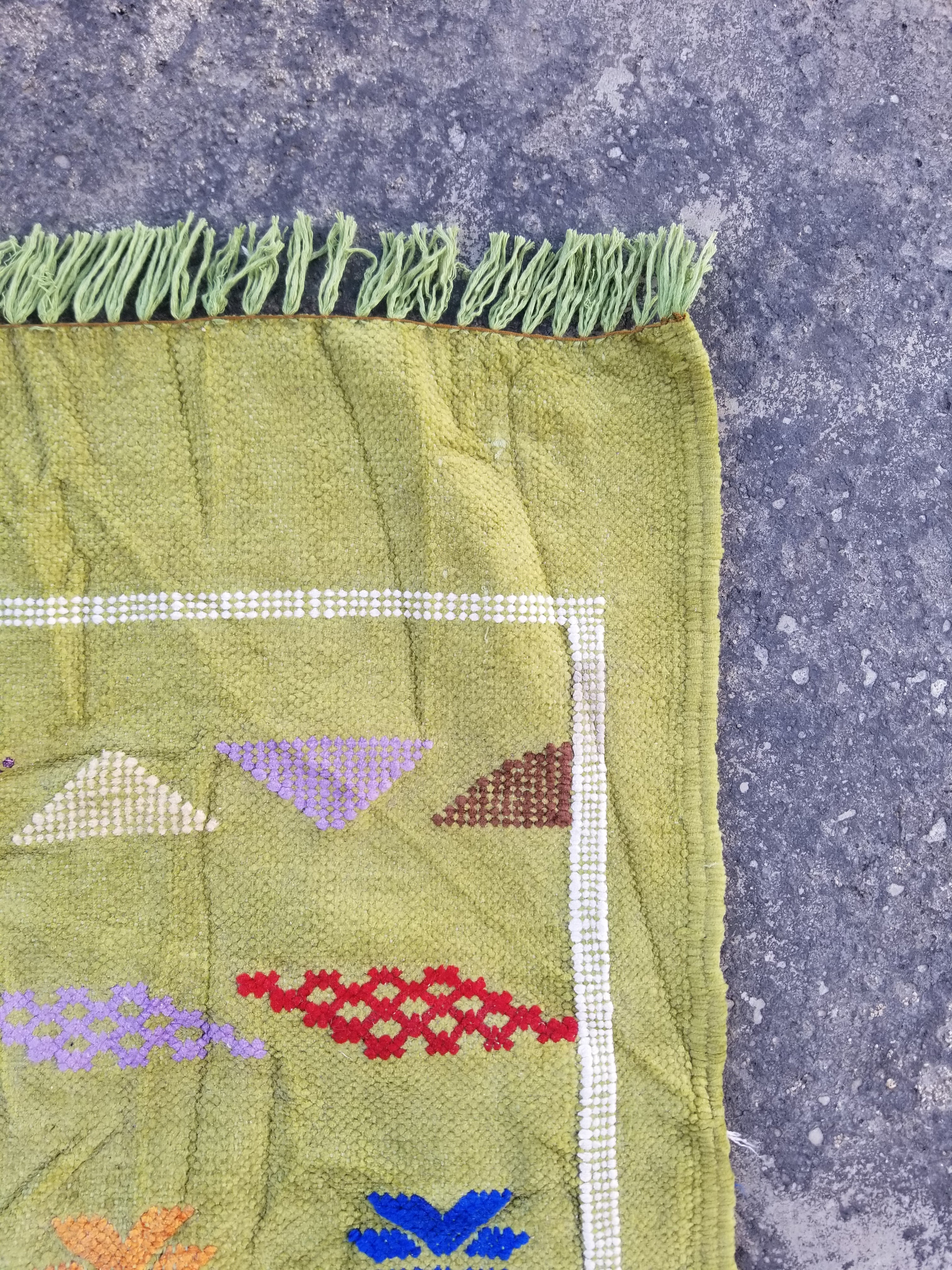 Vintage Traditional Handmade Moroccan Berber Wool Multicolor Kilim 149x91cm