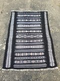 Vintage Handmade Algerian Oriental Wool Black & White Kilim 139x101cm