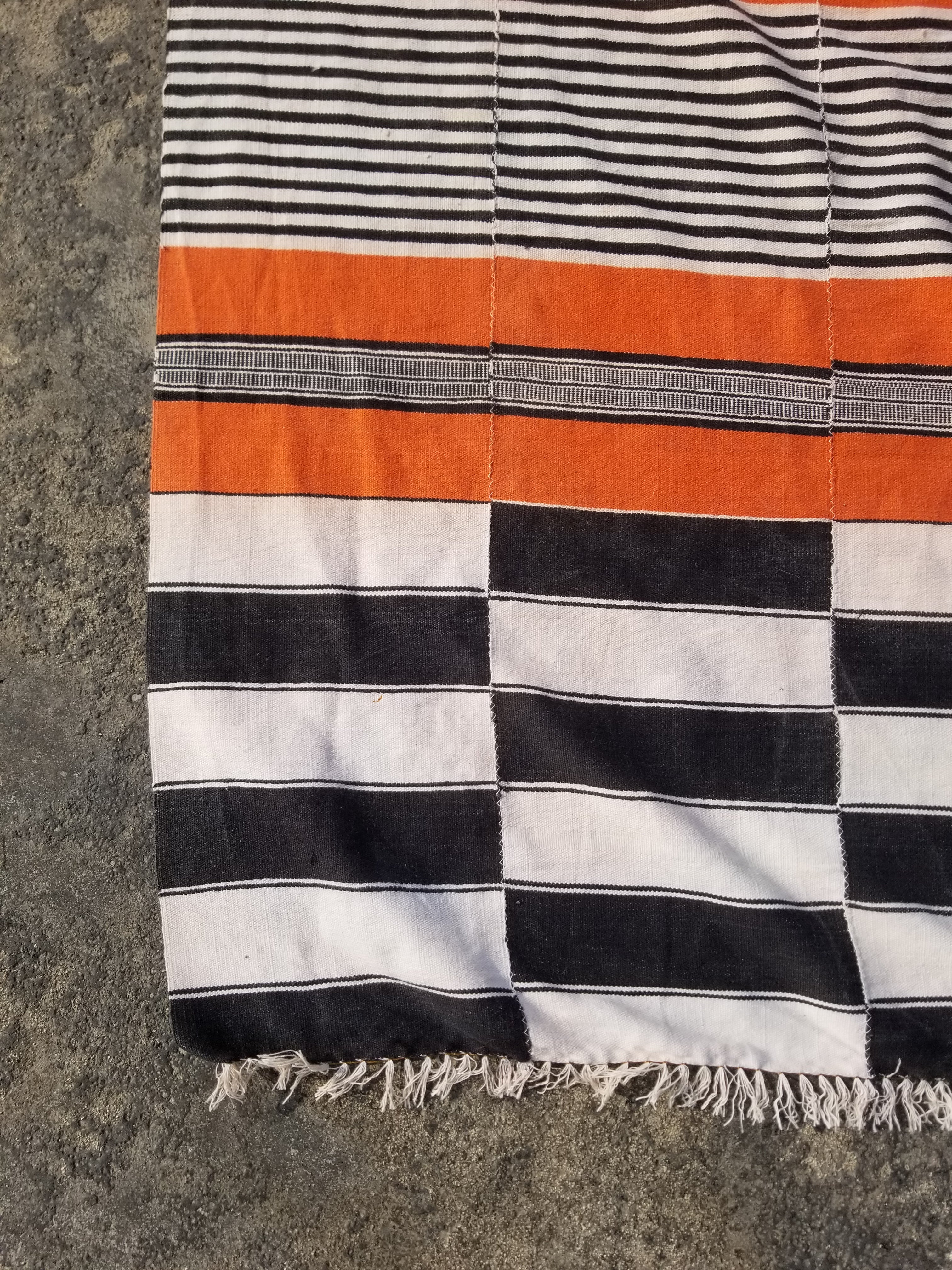 Vintage Traditional Handmade Africa Fulani Striped Wool Multicolor Kilim 193x129