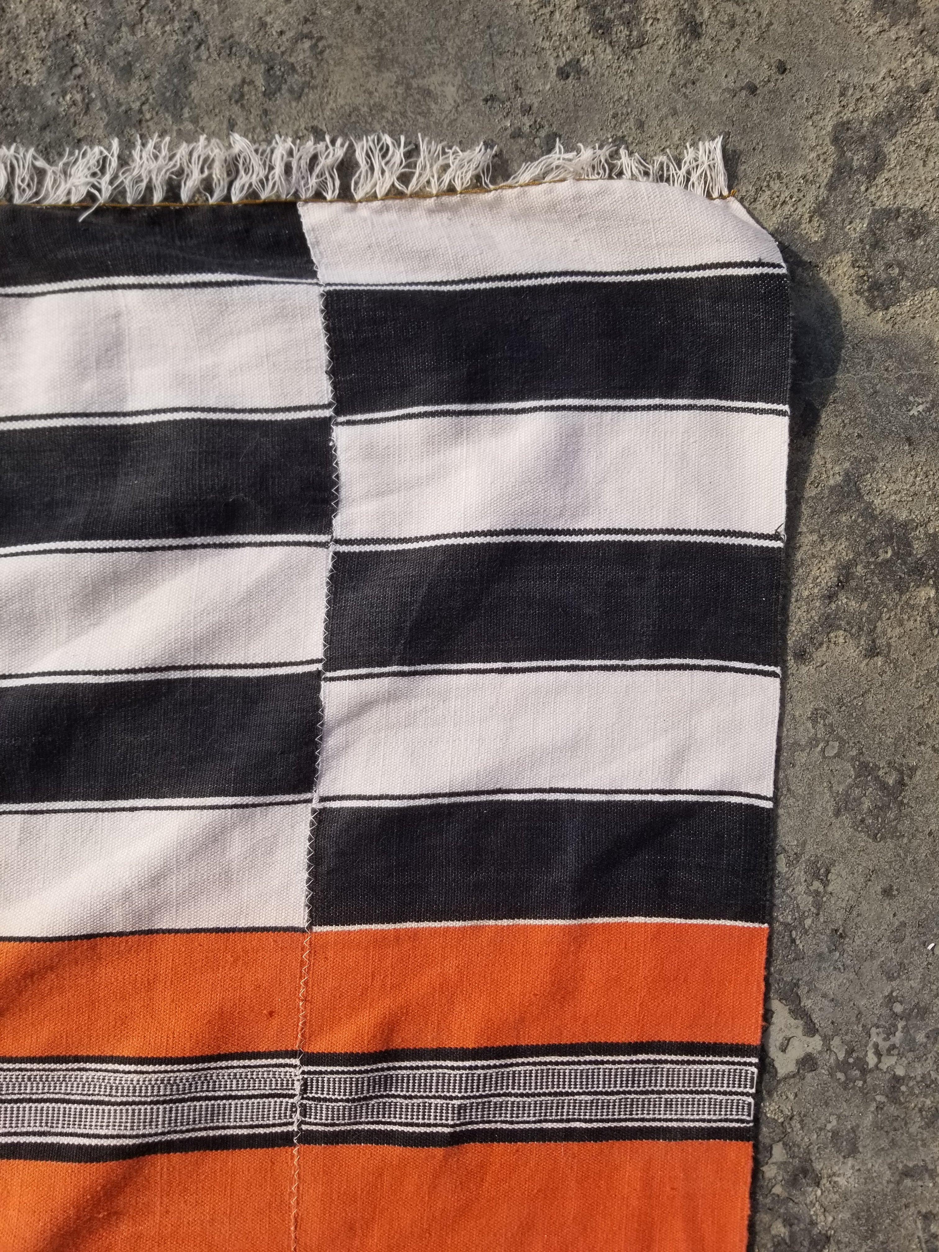 Vintage Traditional Handmade Africa Fulani Striped Wool Multicolor Kilim 193x129