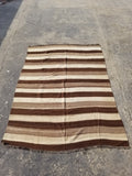 Vintage Traditional Handmade Turkish Striped Wool Brown Kilim 205x142cm