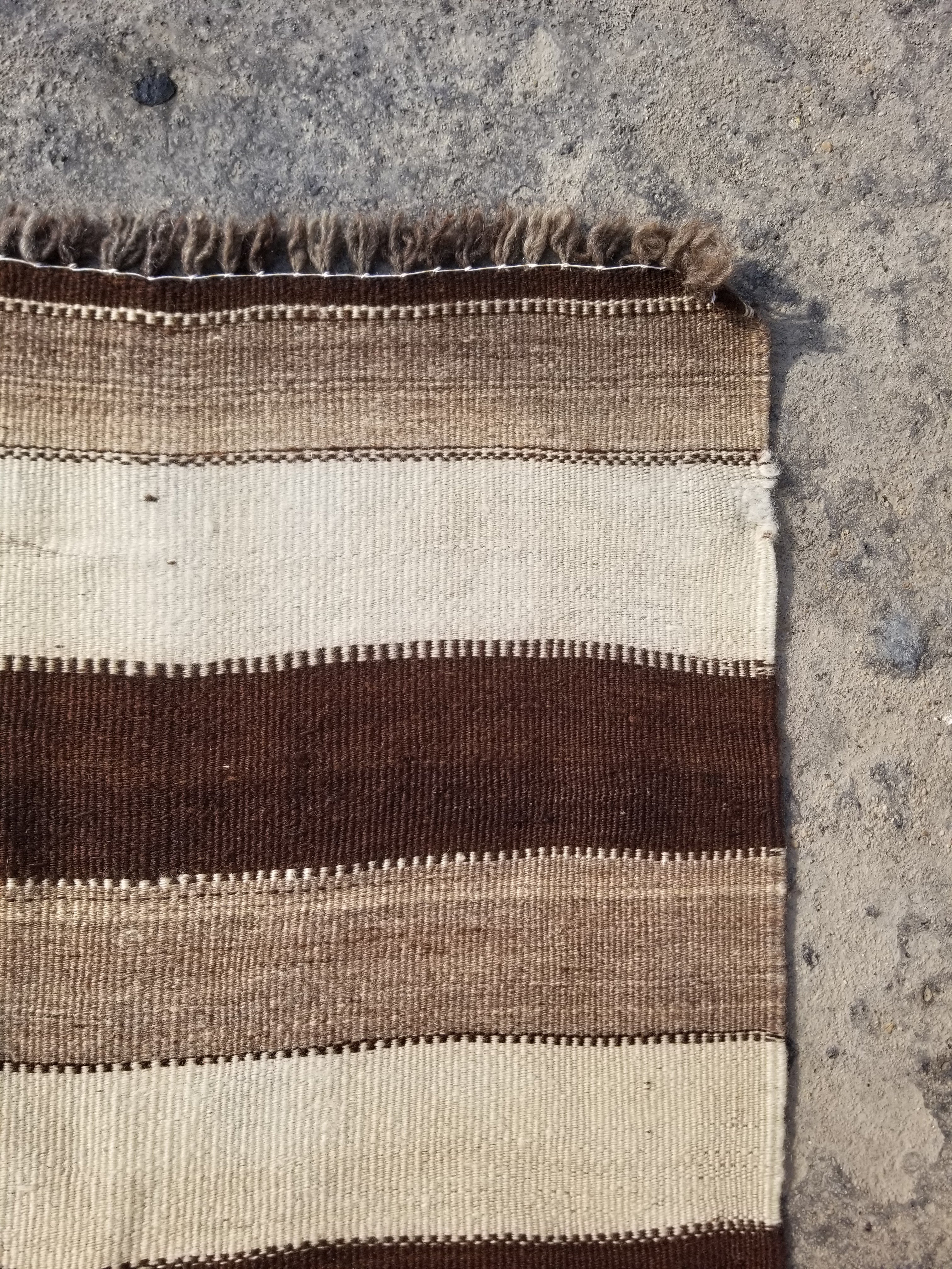 Vintage Traditional Handmade Turkish Striped Wool Brown Kilim 205x142cm