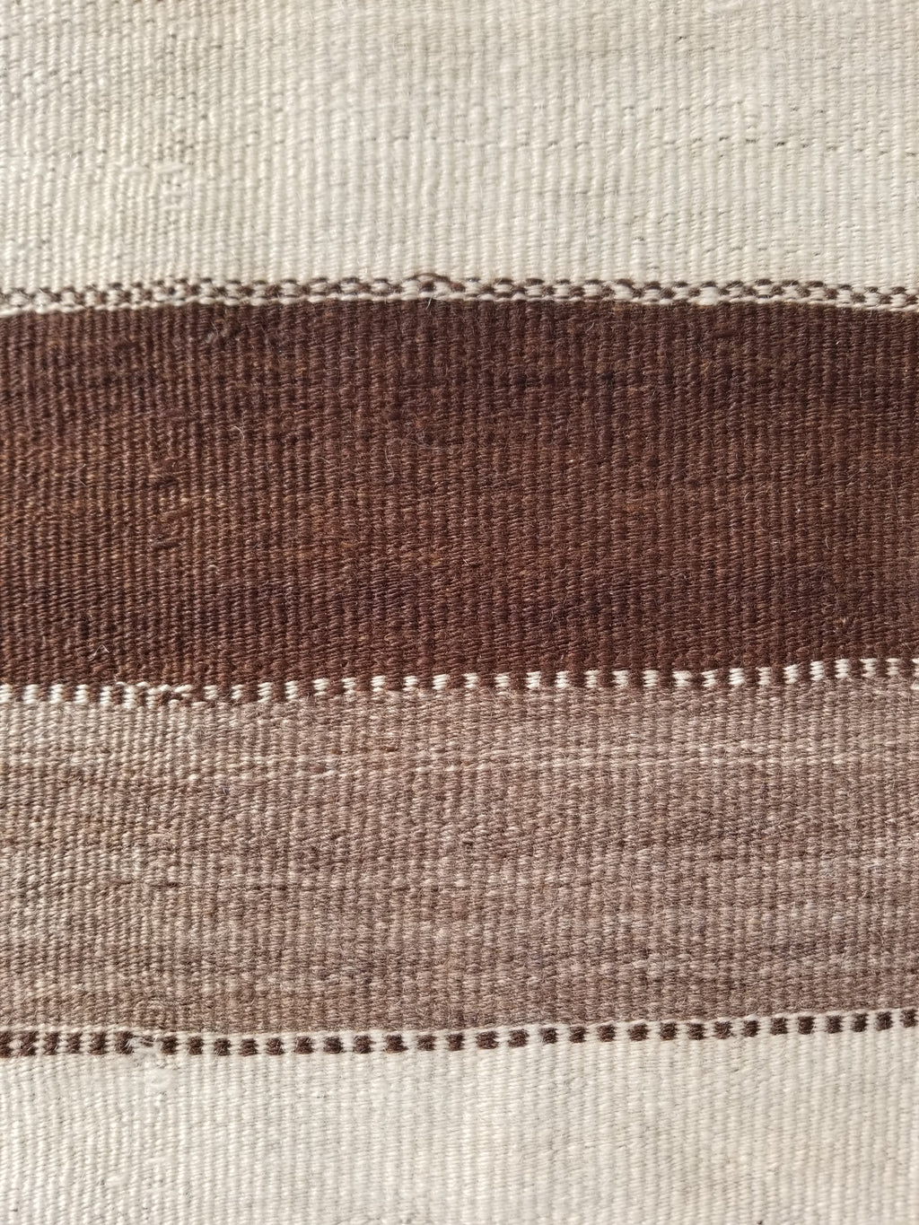 Vintage Traditional Handmade Turkish Striped Wool Brown Kilim 205x142cm