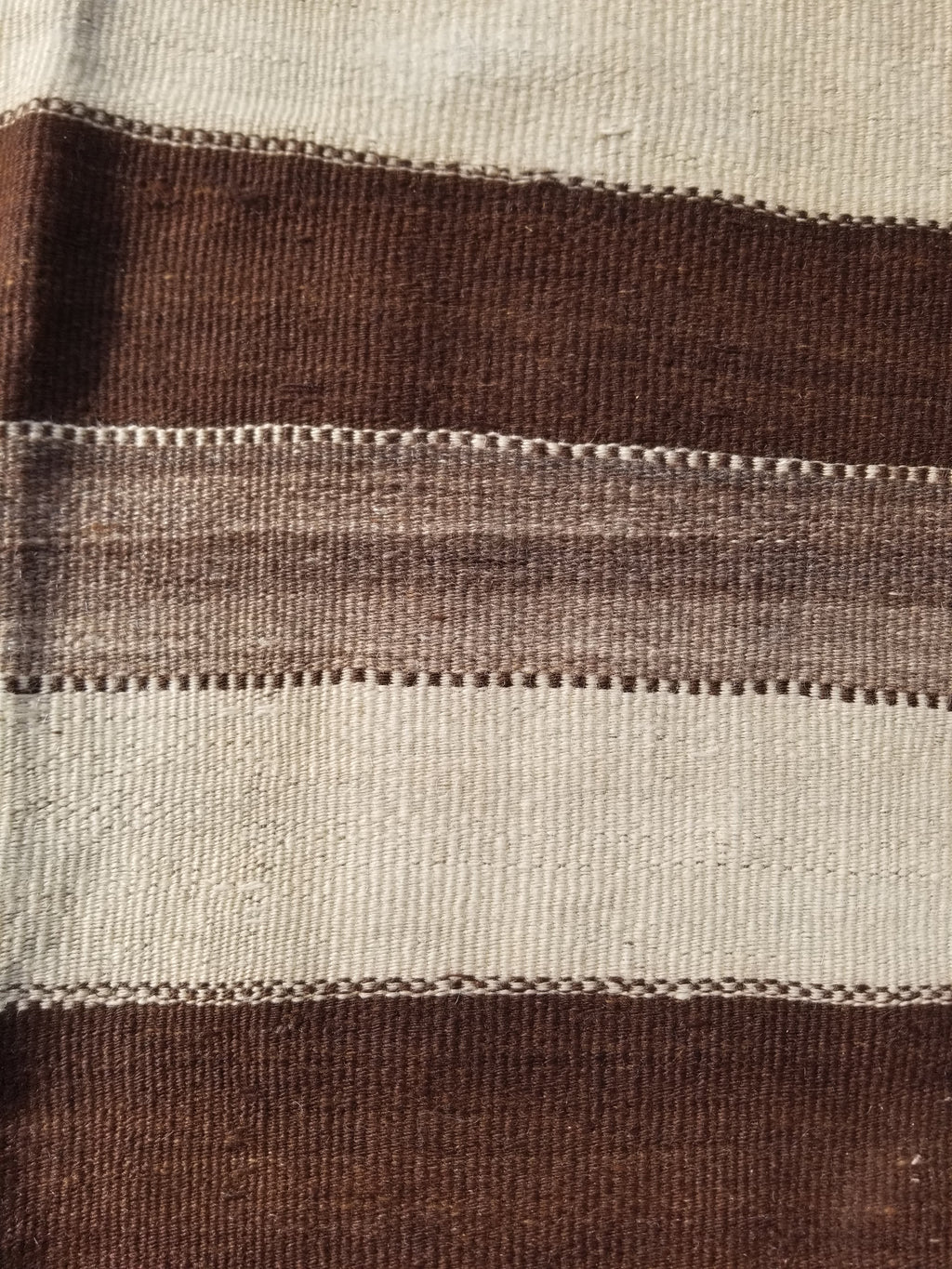 Vintage Traditional Handmade Turkish Striped Wool Brown Kilim 205x142cm
