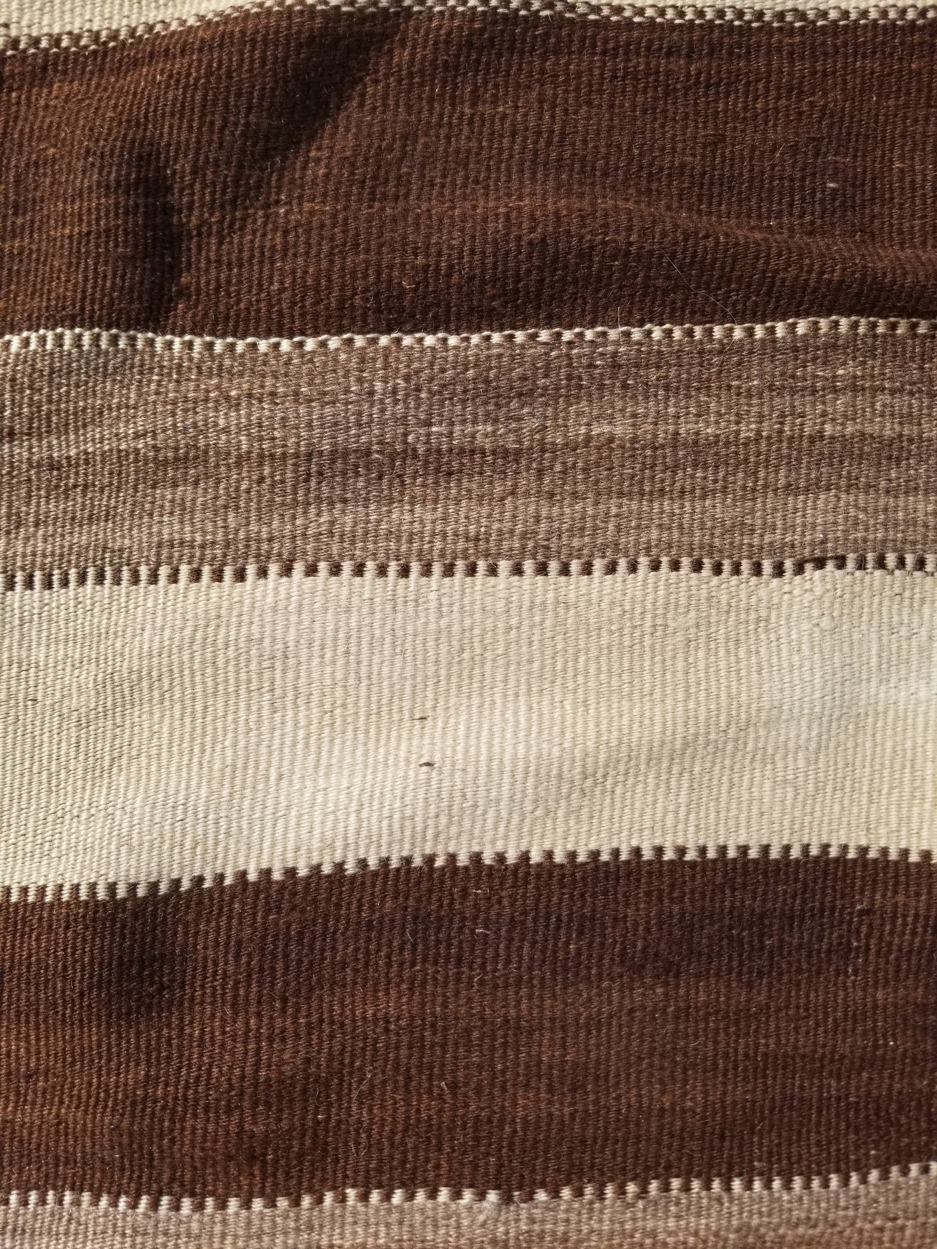 Vintage Traditional Handmade Turkish Striped Wool Brown Kilim 205x142cm