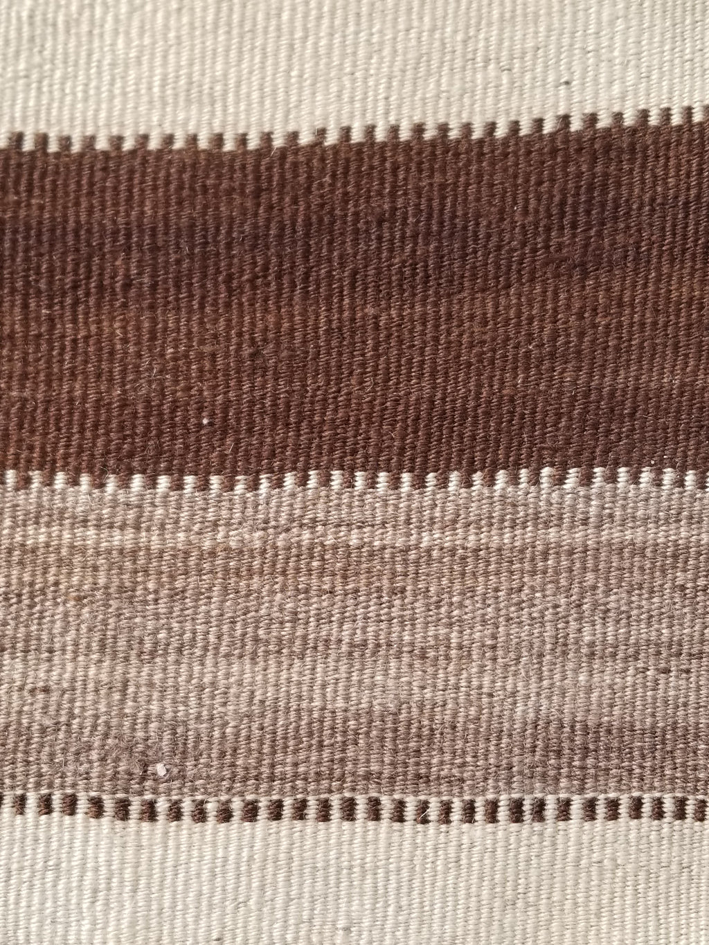 Vintage Traditional Handmade Turkish Striped Wool Brown Kilim 205x142cm