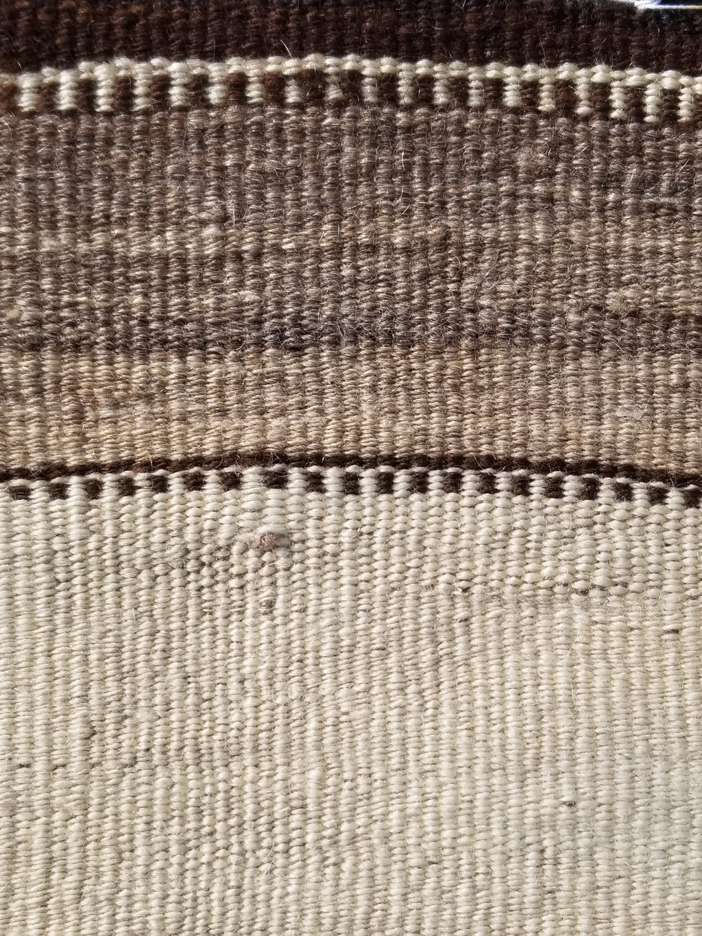 Vintage Traditional Handmade Turkish Striped Wool Brown Kilim 205x142cm