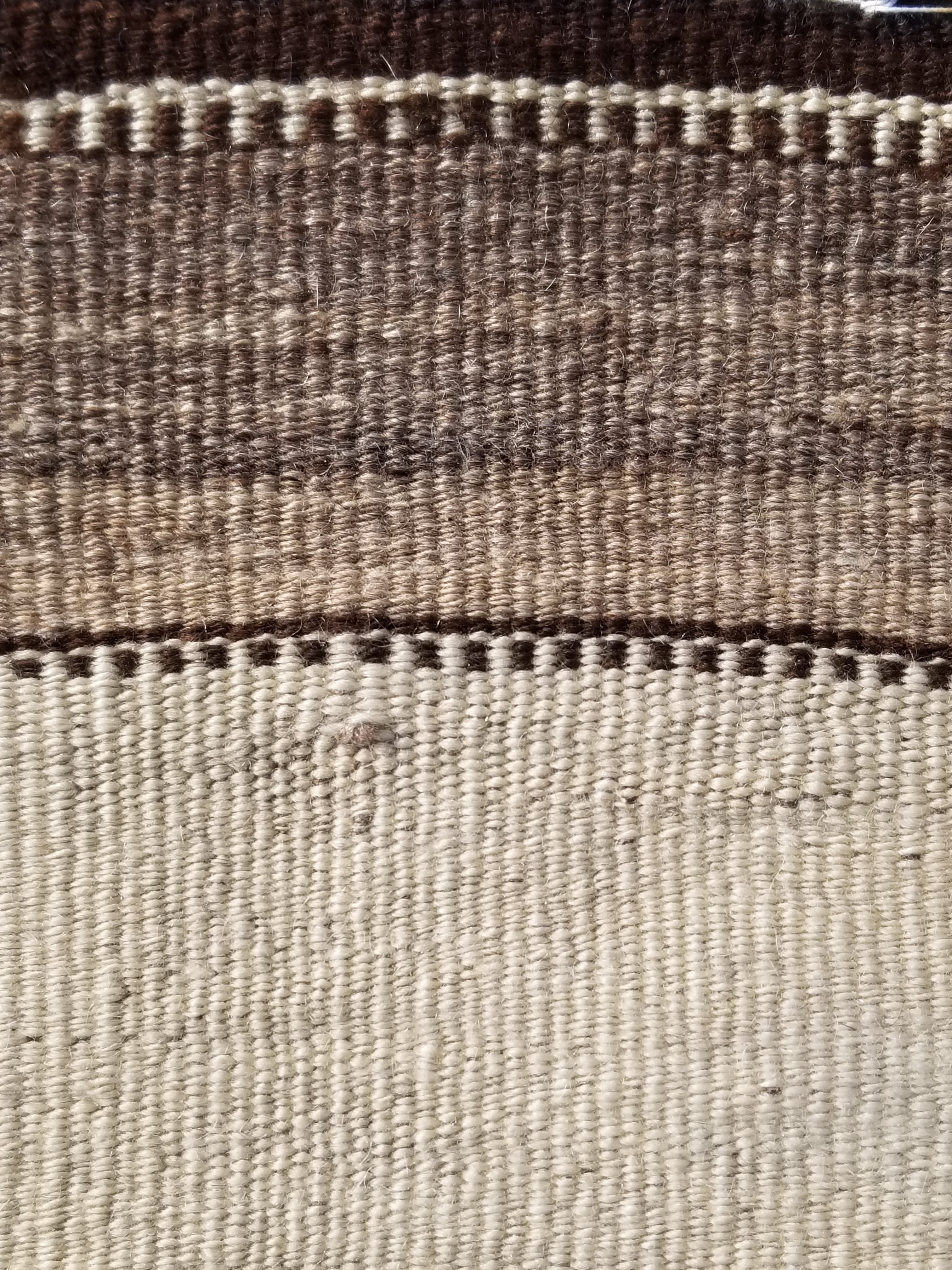 Vintage Traditional Handmade Turkish Striped Wool Brown Kilim 205x142cm