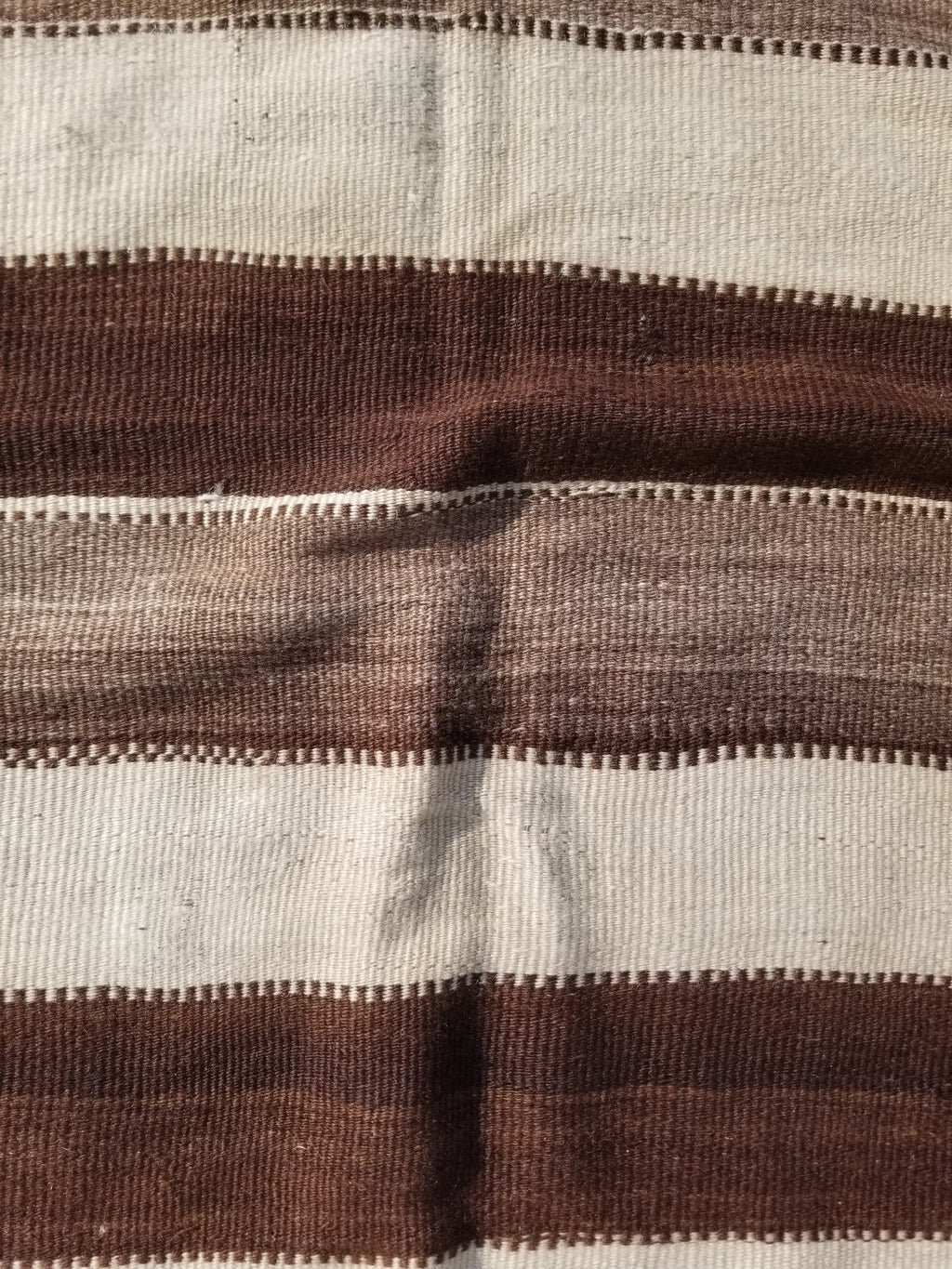 Vintage Traditional Handmade Turkish Striped Wool Brown Kilim 205x142cm