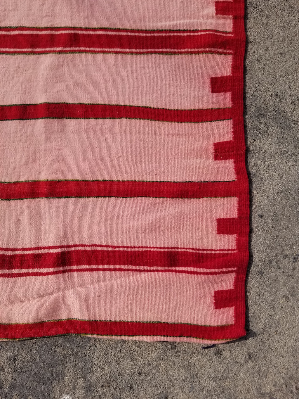Vintage Traditional Handmade Oriental Red Striped Wool Kilim 210x137cm