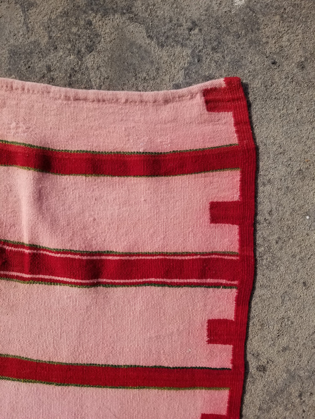 Vintage Traditional Handmade Oriental Red Striped Wool Kilim 210x137cm