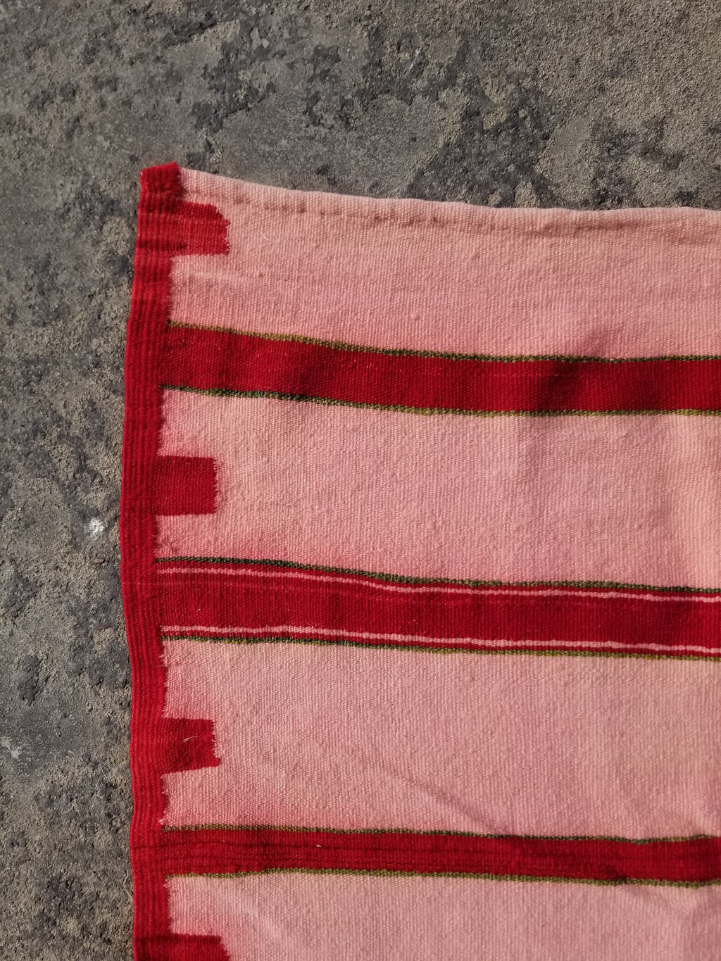 Vintage Traditional Handmade Oriental Red Striped Wool Kilim 210x137cm
