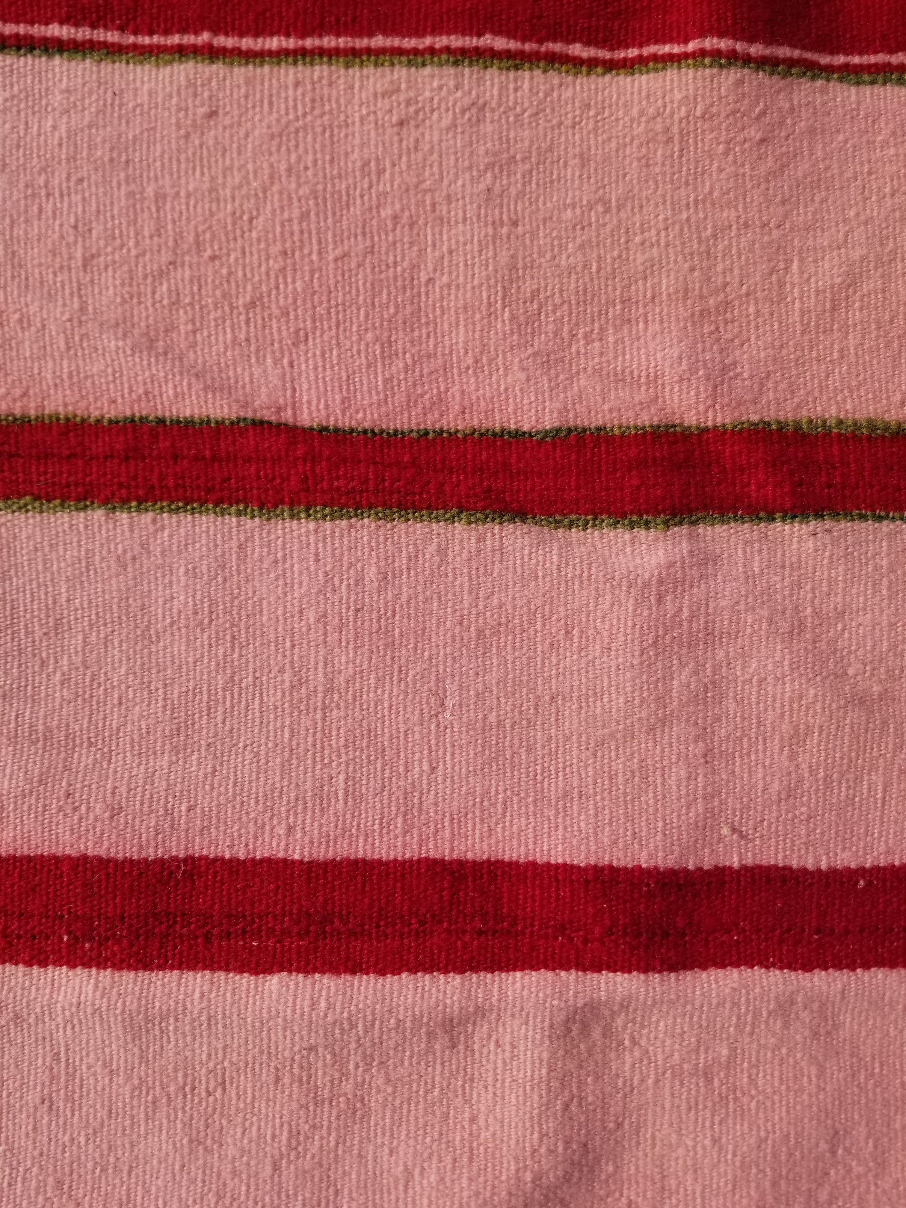 Vintage Traditional Handmade Oriental Red Striped Wool Kilim 210x137cm