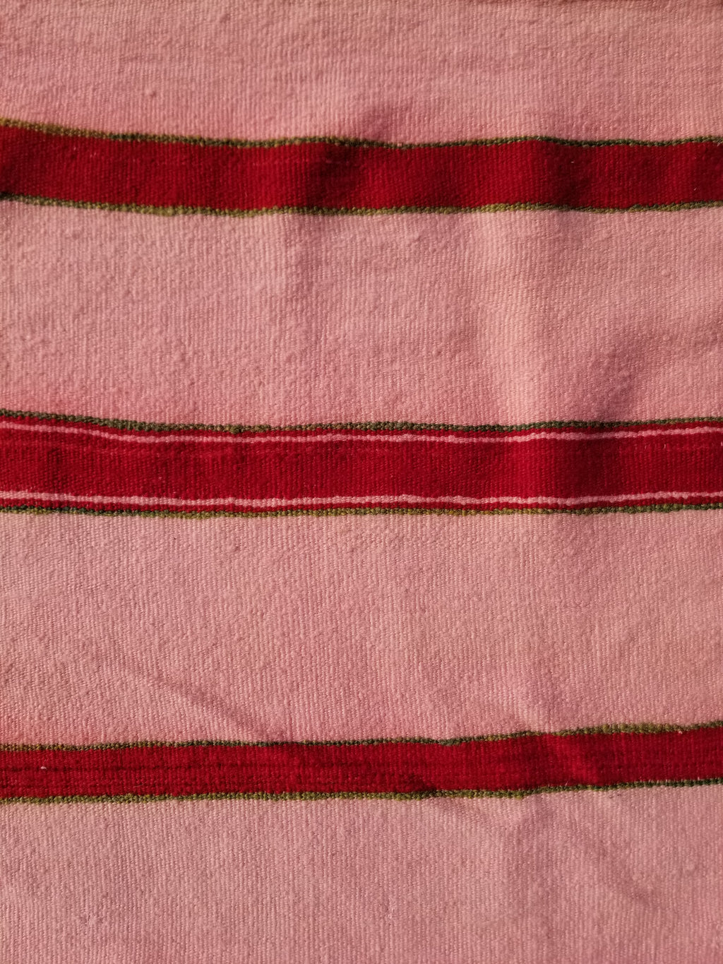 Vintage Traditional Handmade Oriental Red Striped Wool Kilim 210x137cm