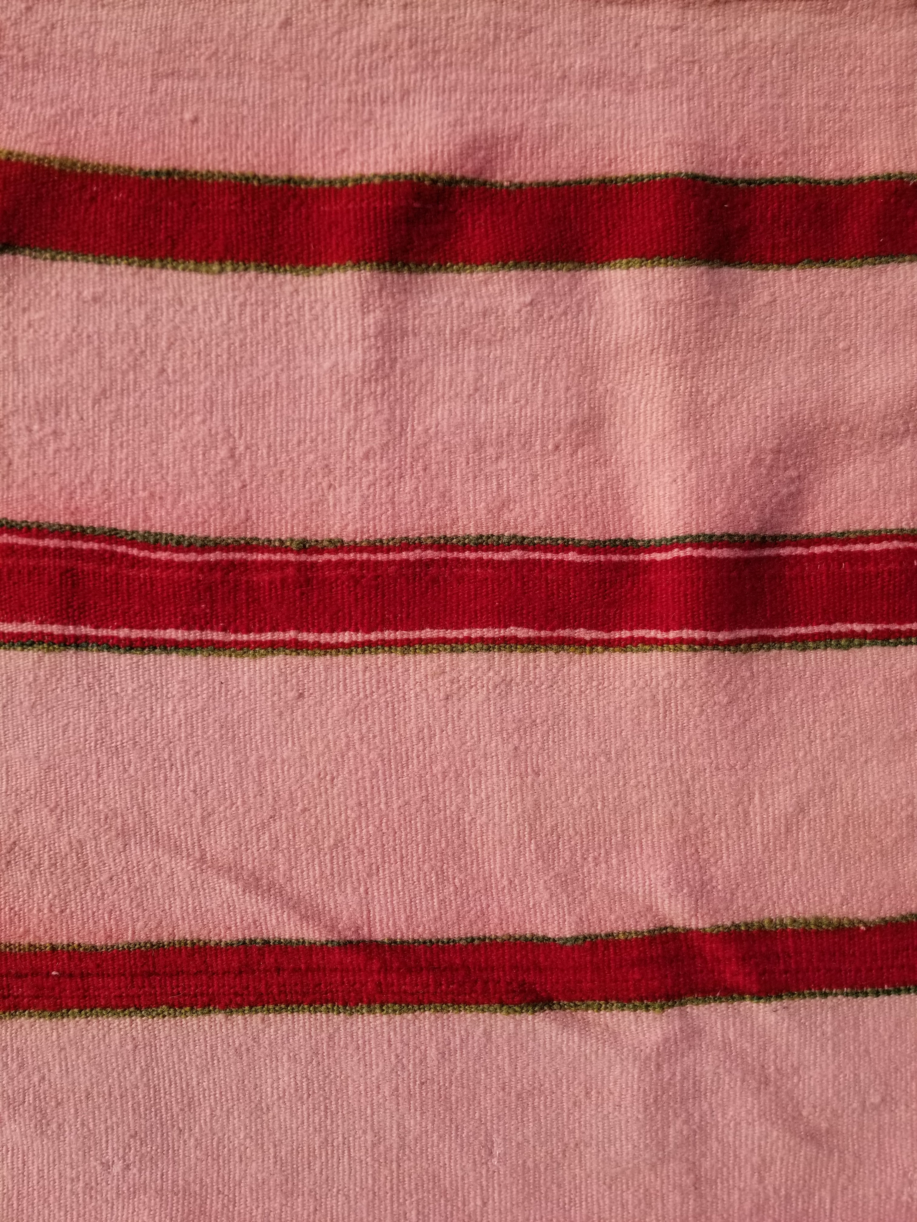 Vintage Traditional Handmade Oriental Red Striped Wool Kilim 210x137cm