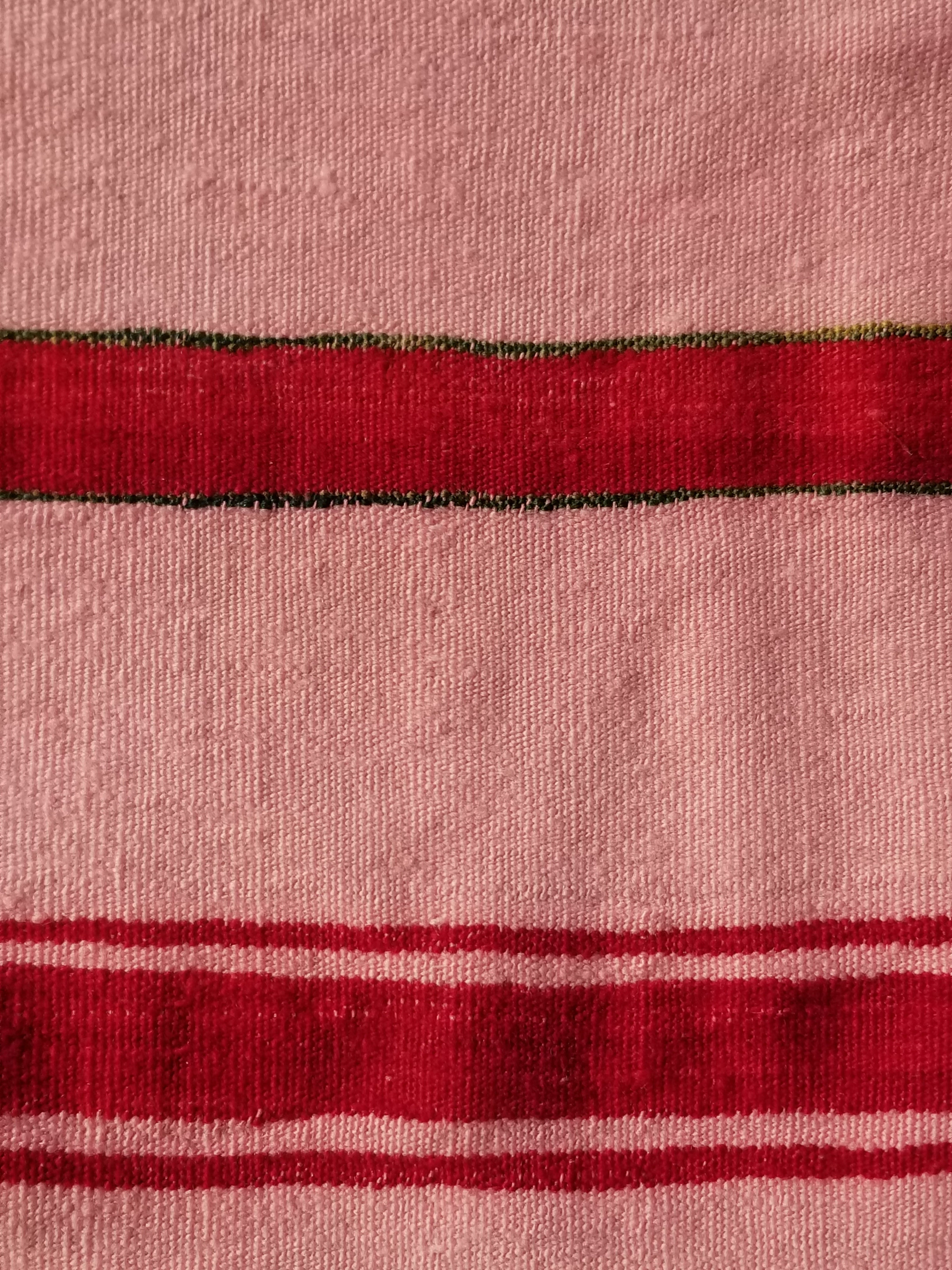 Vintage Traditional Handmade Oriental Red Striped Wool Kilim 210x137cm