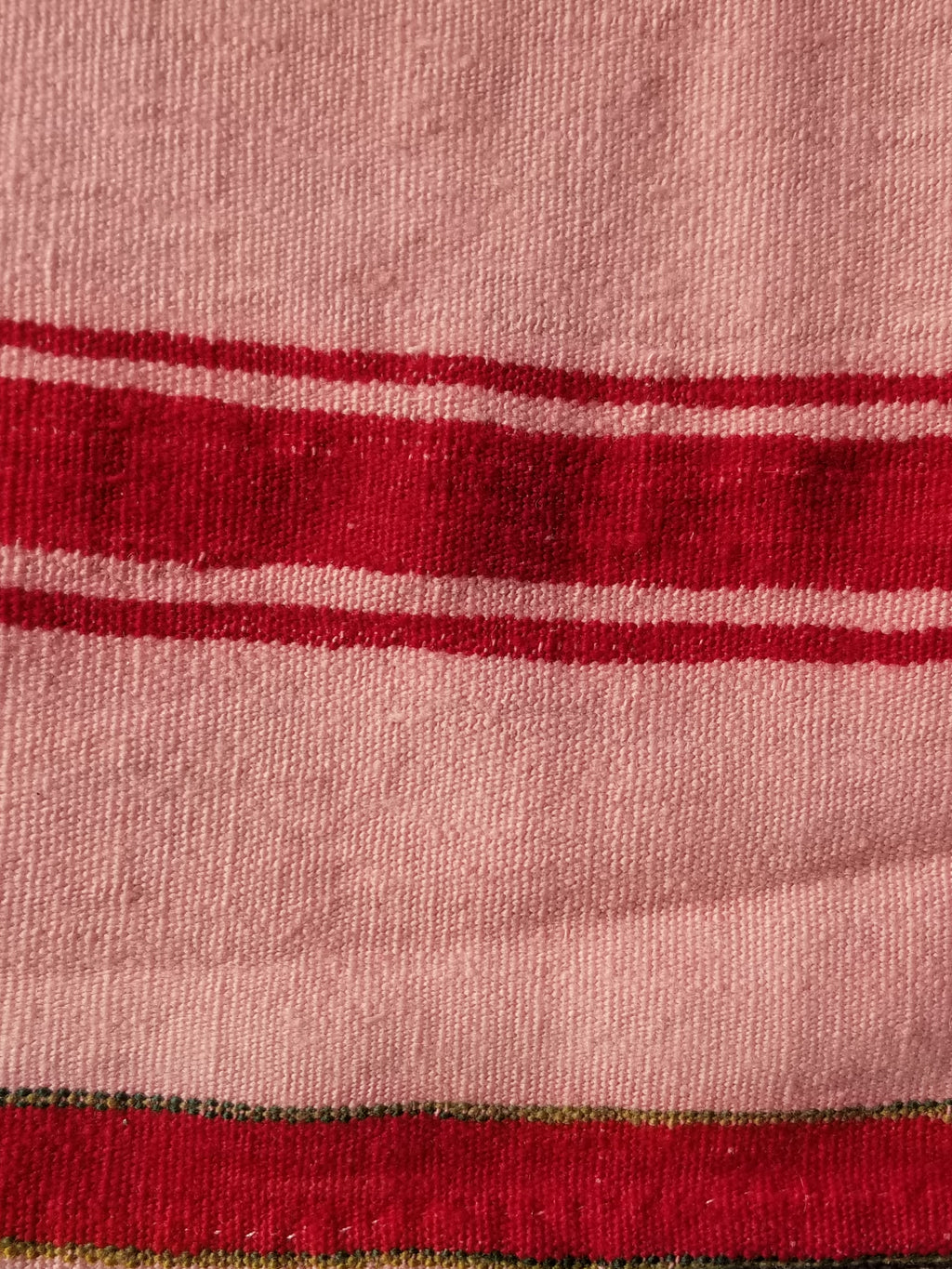 Vintage Traditional Handmade Oriental Red Striped Wool Kilim 210x137cm